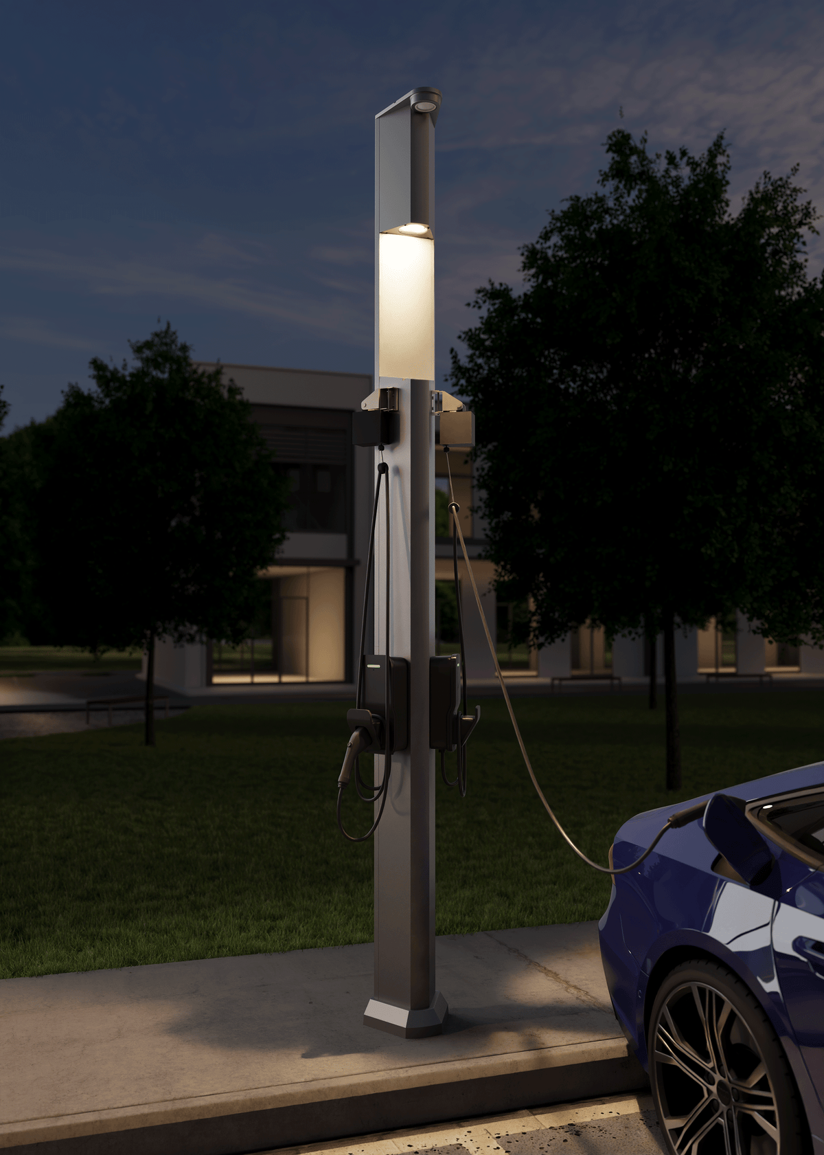 SNOC "Commercial" Universal Pedestal for 2 Type 2 EV charging stations • P2