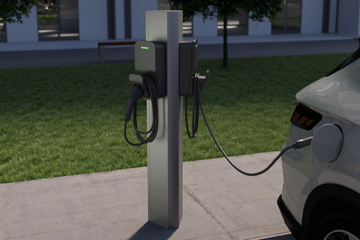 SNOC "Commercial" Universal Pedestal for 2 Type 2 EV charging stations • P2