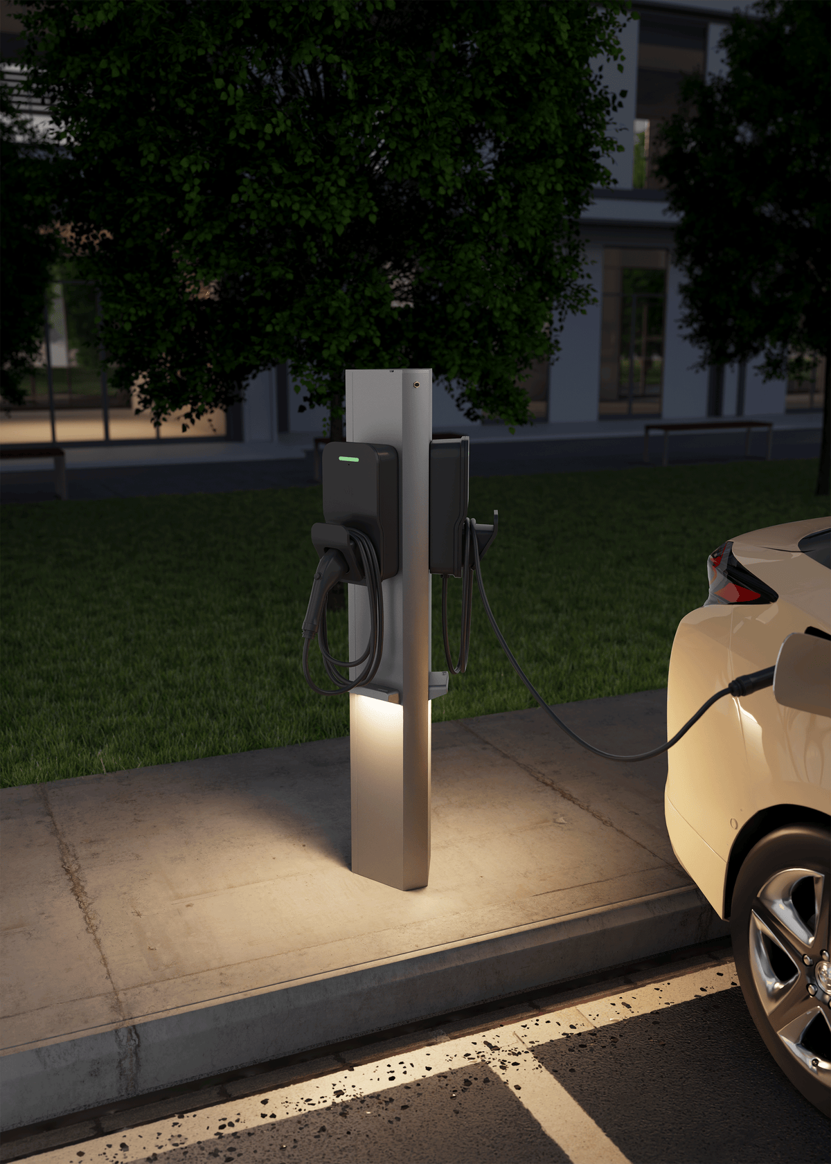 SNOC "Commercial" Universal Pedestal for 2 Type 2 EV charging stations • P2