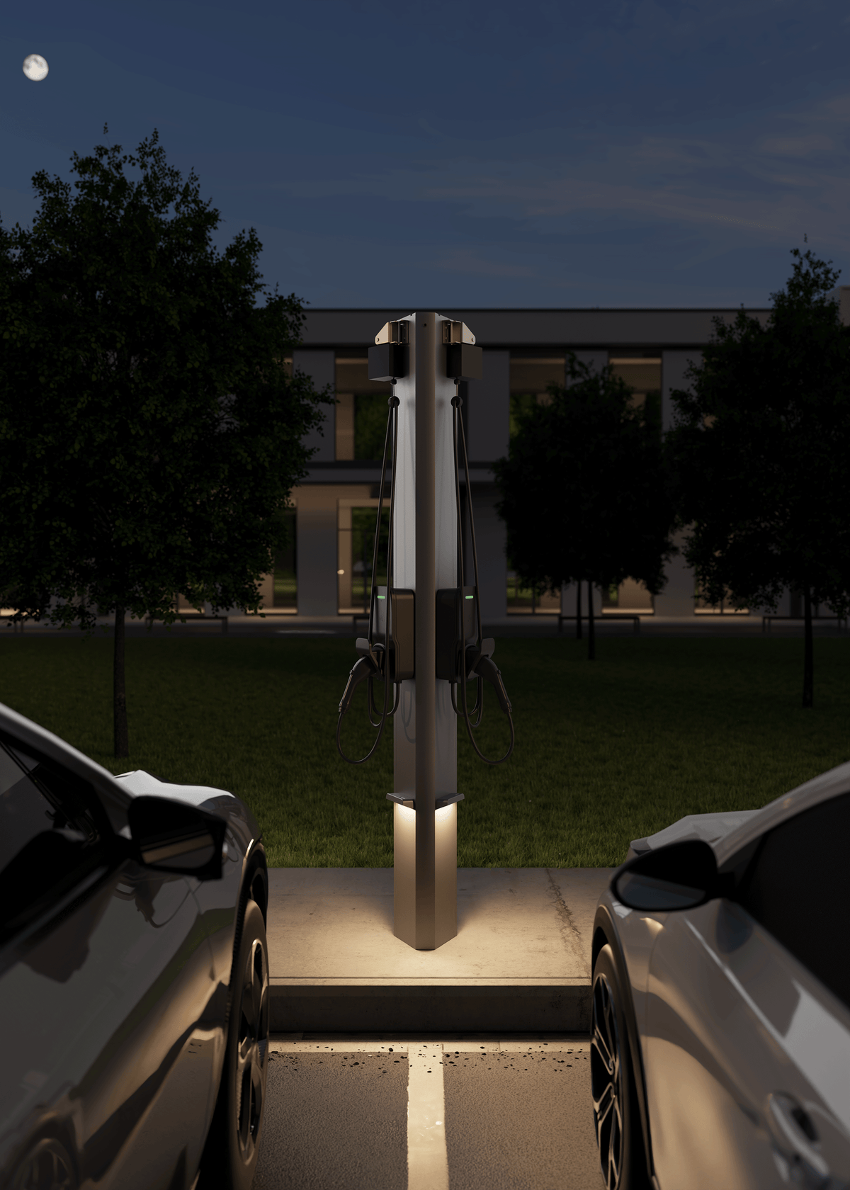 SNOC "Commercial" Universal Pedestal for 2 Type 2 EV charging stations • P2