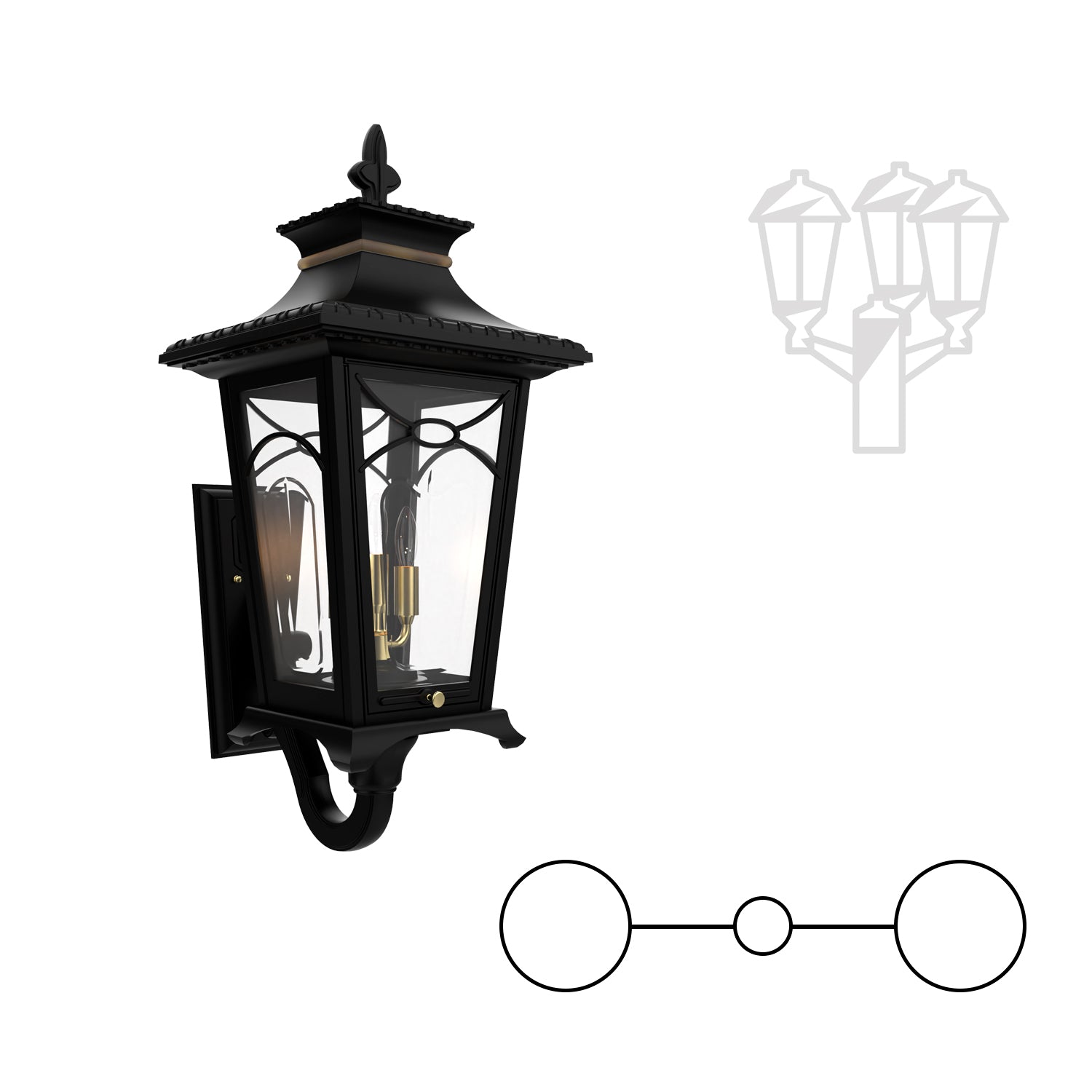 Bellissima - Decorative Arm Up Double Head Mount for Medium Post - 20124