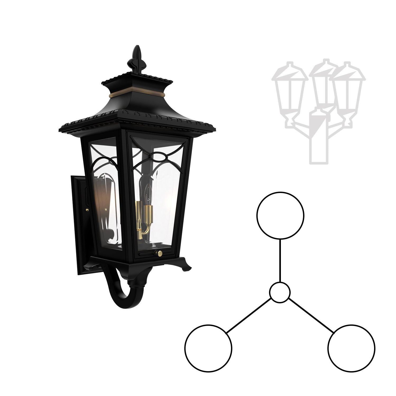 Bellissima - Decorative arm up three-head mounting for medium pole - 20124