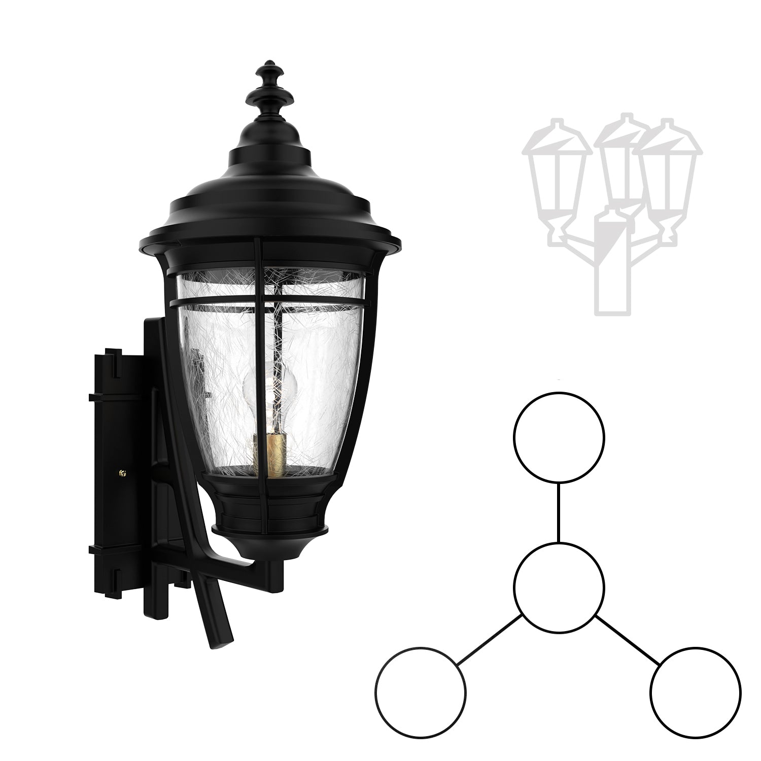 Portland - 3 Head Mount & Center Head Decorative Arm Up for Medium Post - 20284