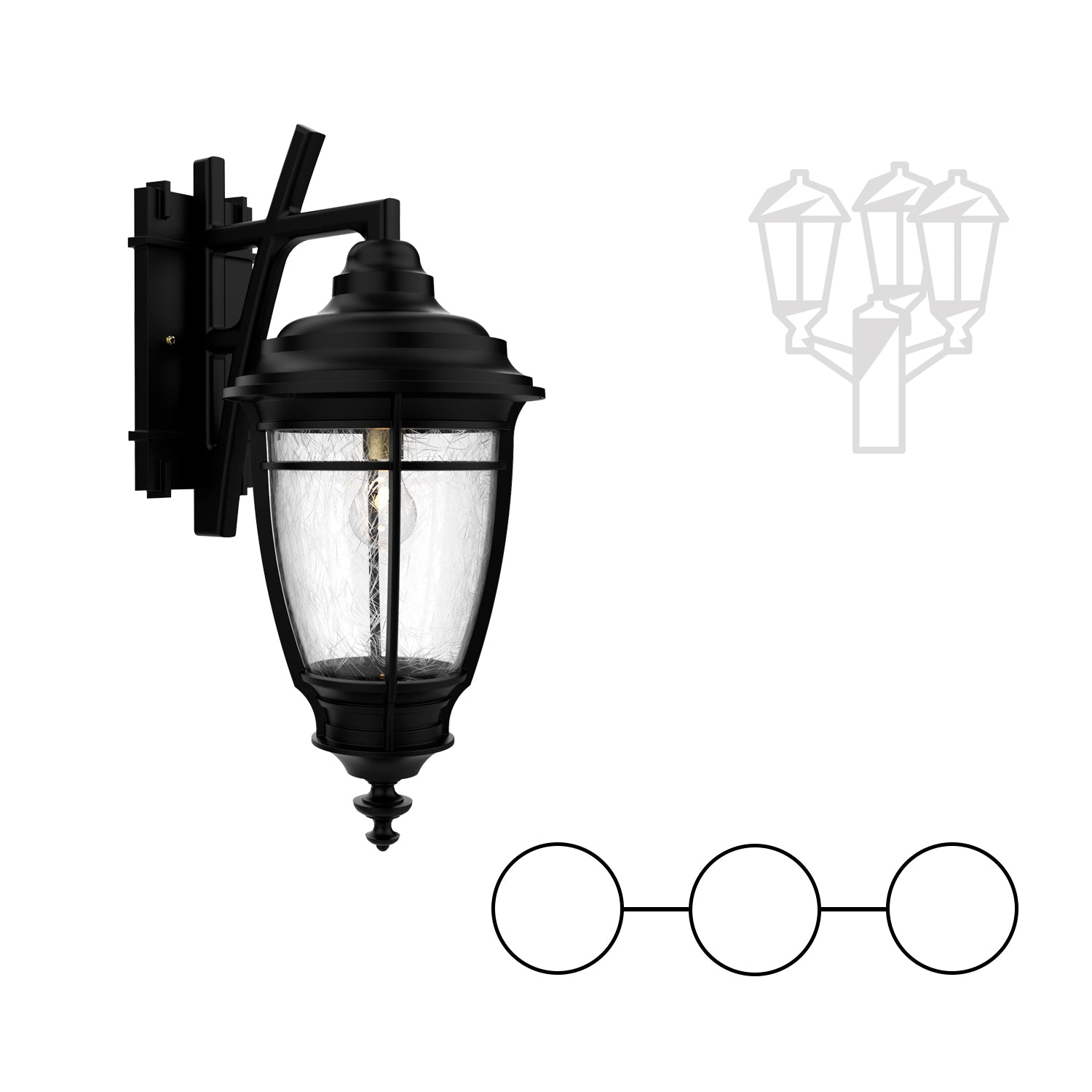 Portland - Montage à deux têtes et tête central bras décoratif vers le bas fond pour poteau fermé format moyen - 20285