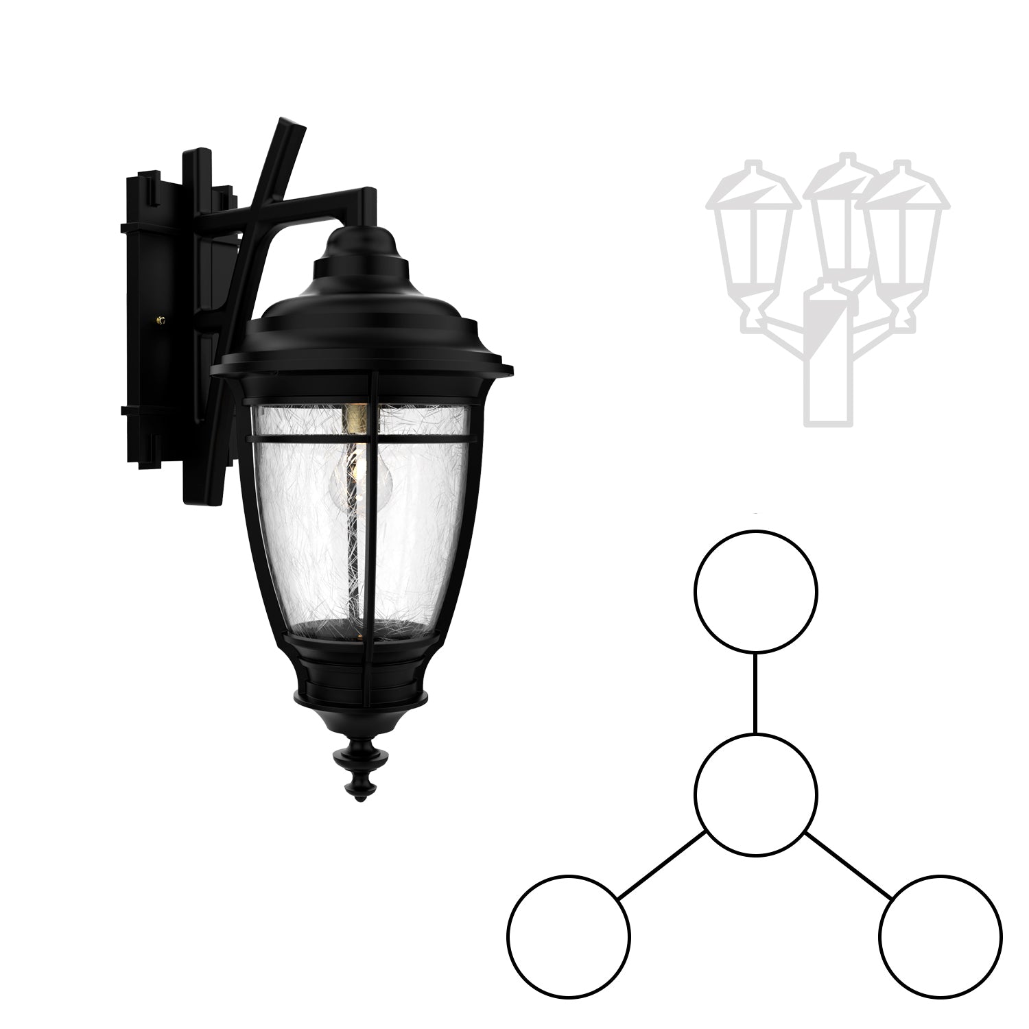 Portland - Three Head Mount & Center Head Decorative Arm Down Medium Enclosed Post Bottom - 20285