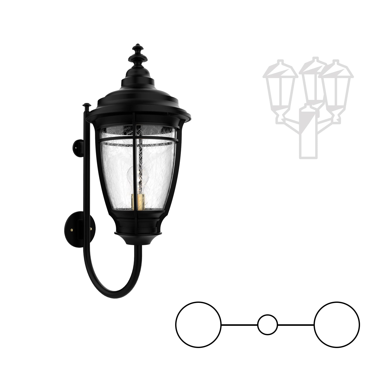 Portland 20296 Double Head Mount with Cane Up for Medium Post