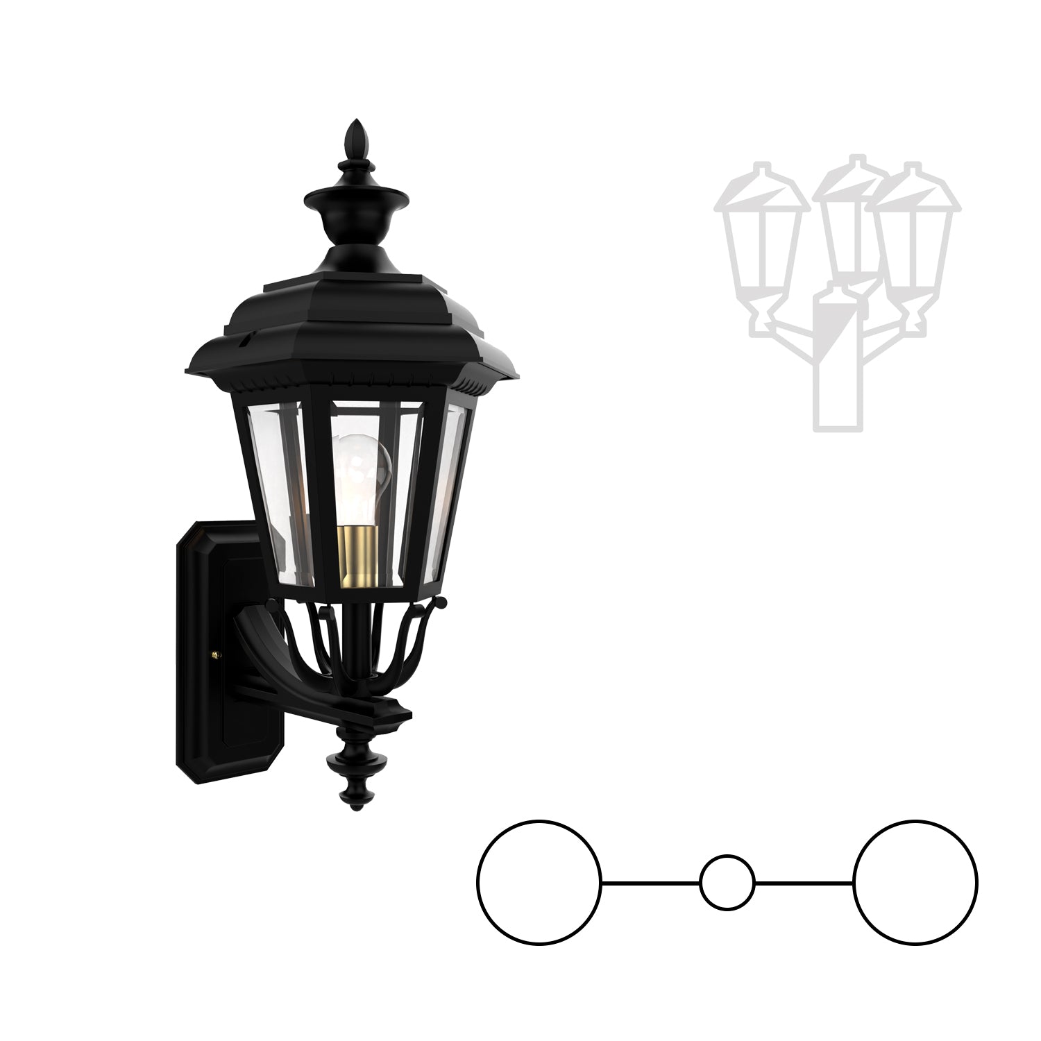 Jamestown 21412 Double Head Up Mount with Finial for Medium Post