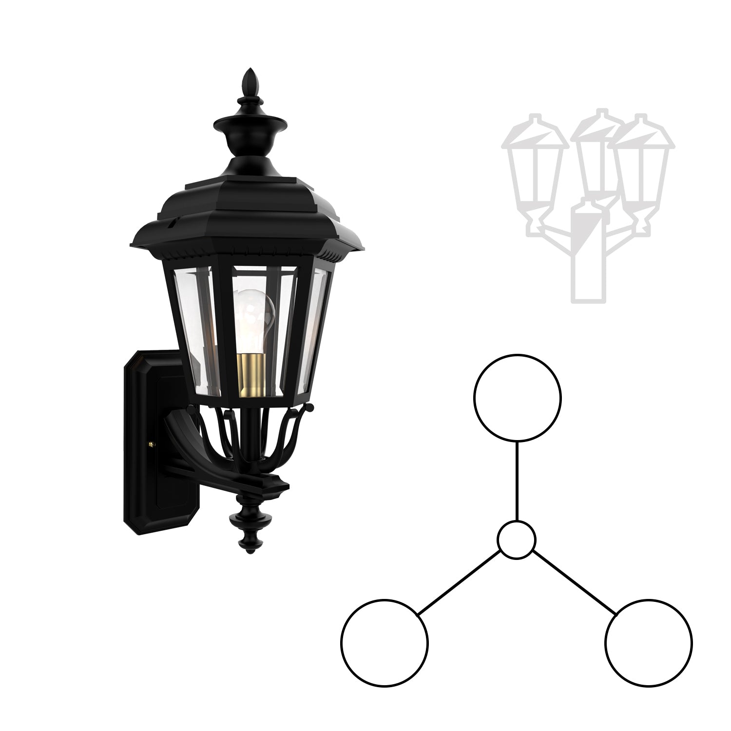 Jamestown 21412 3 Head Up Mount with Finial for Medium Post