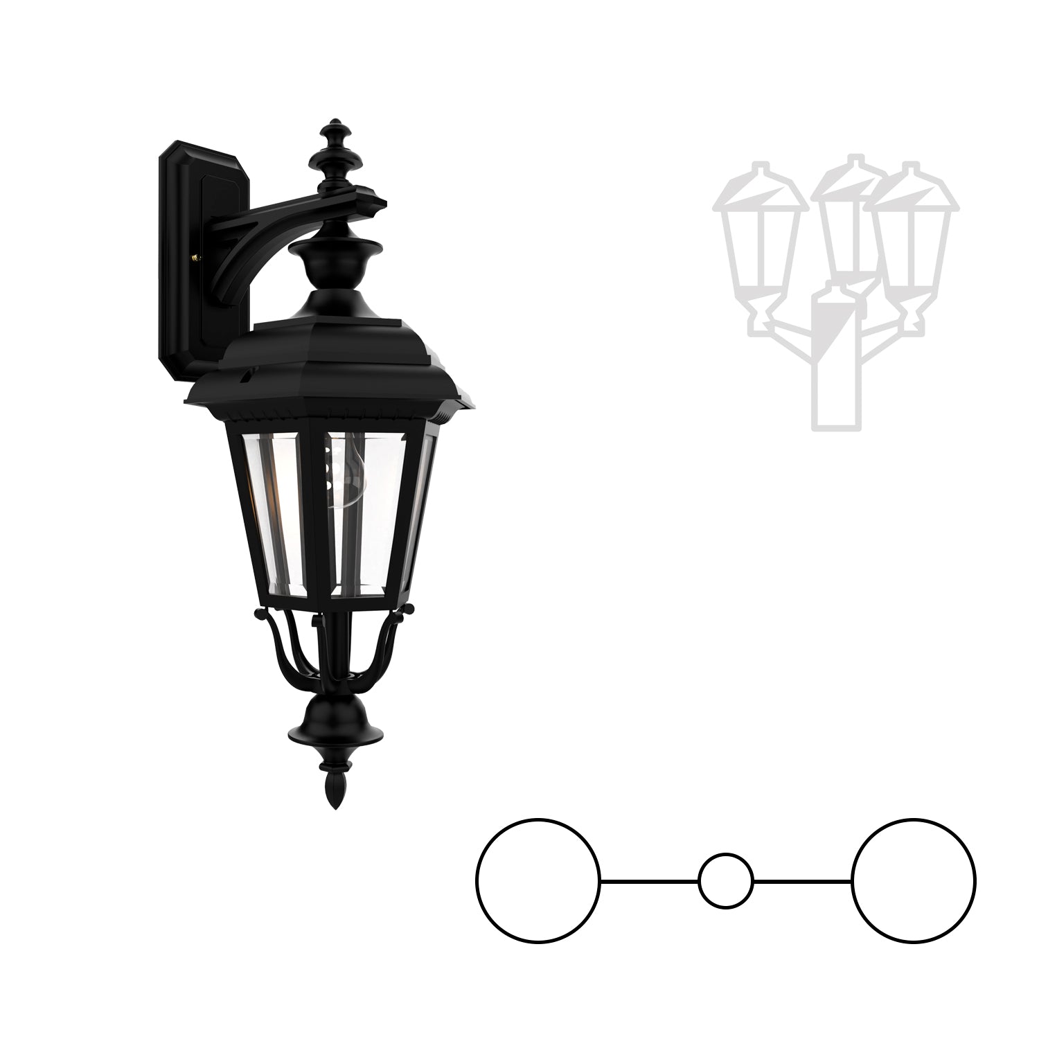Jamestown - Two Head Down Closed Bottom Mount for Medium Post - 21418