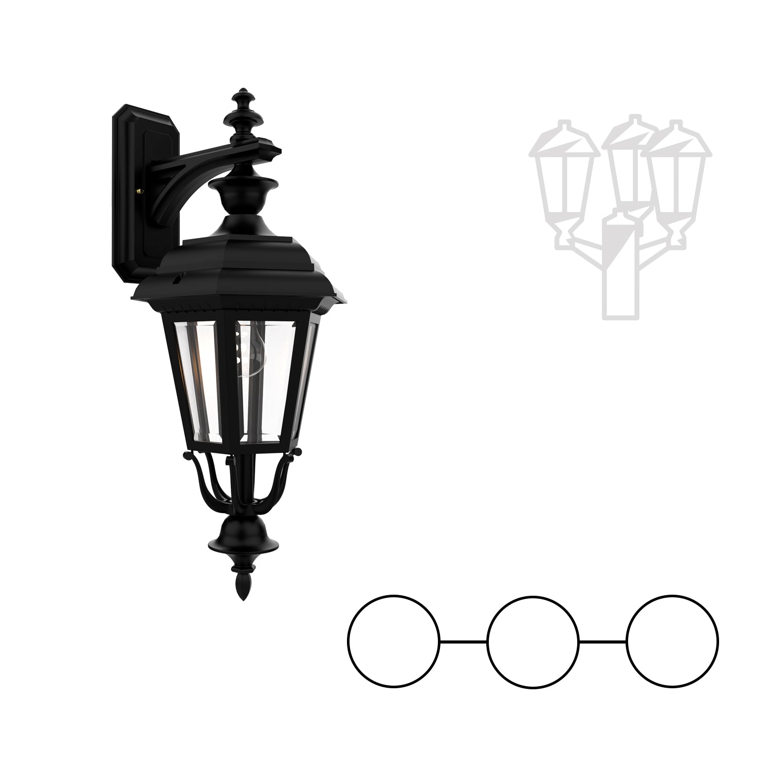 Jamestown - Double head mounting and center head down closed bottom for medium size pole - 21418