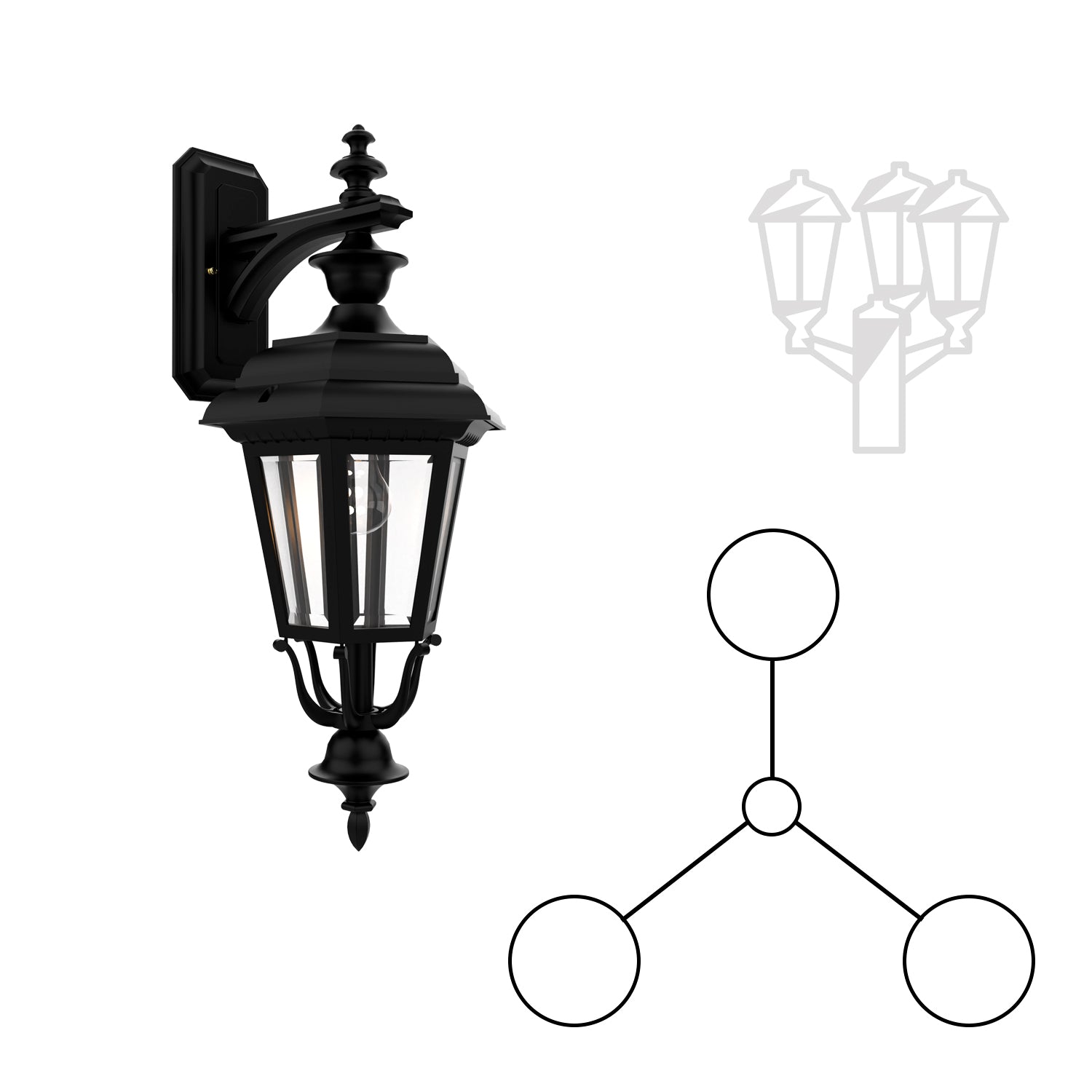 Jamestown - Closed Bottom Three Head Down Mount for Medium Post - 21418