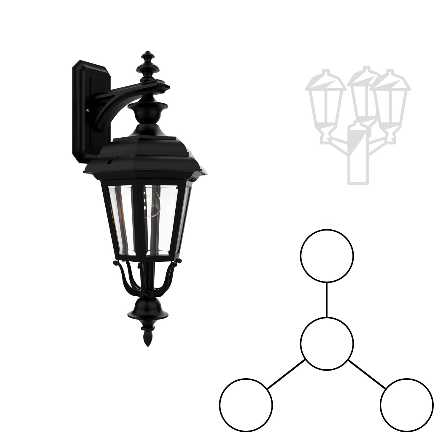 Jamestown - Three-head mounting and center head down closed bottom for medium pole - 21418
