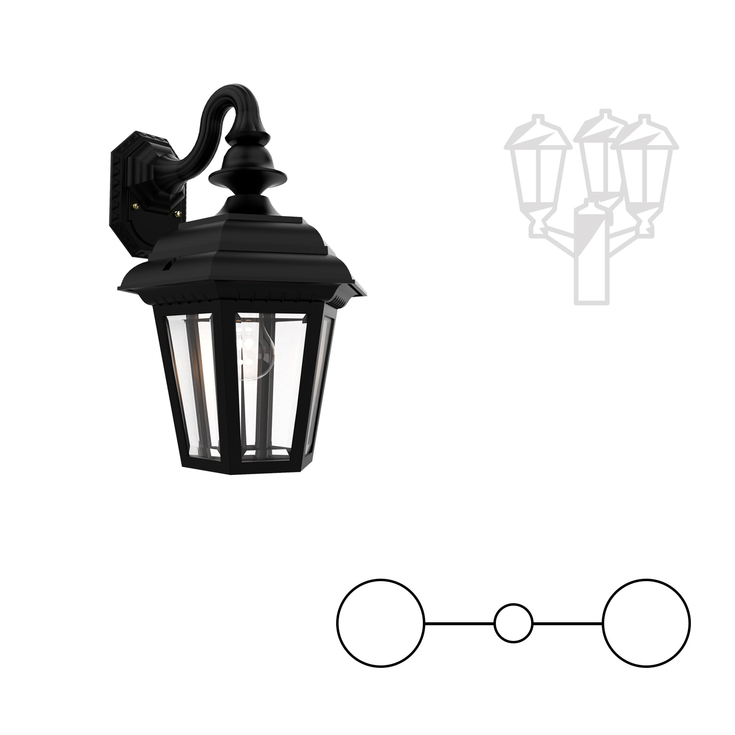 Jamestown - Double Head Down Open Bottom Mount for Medium Post - 21482