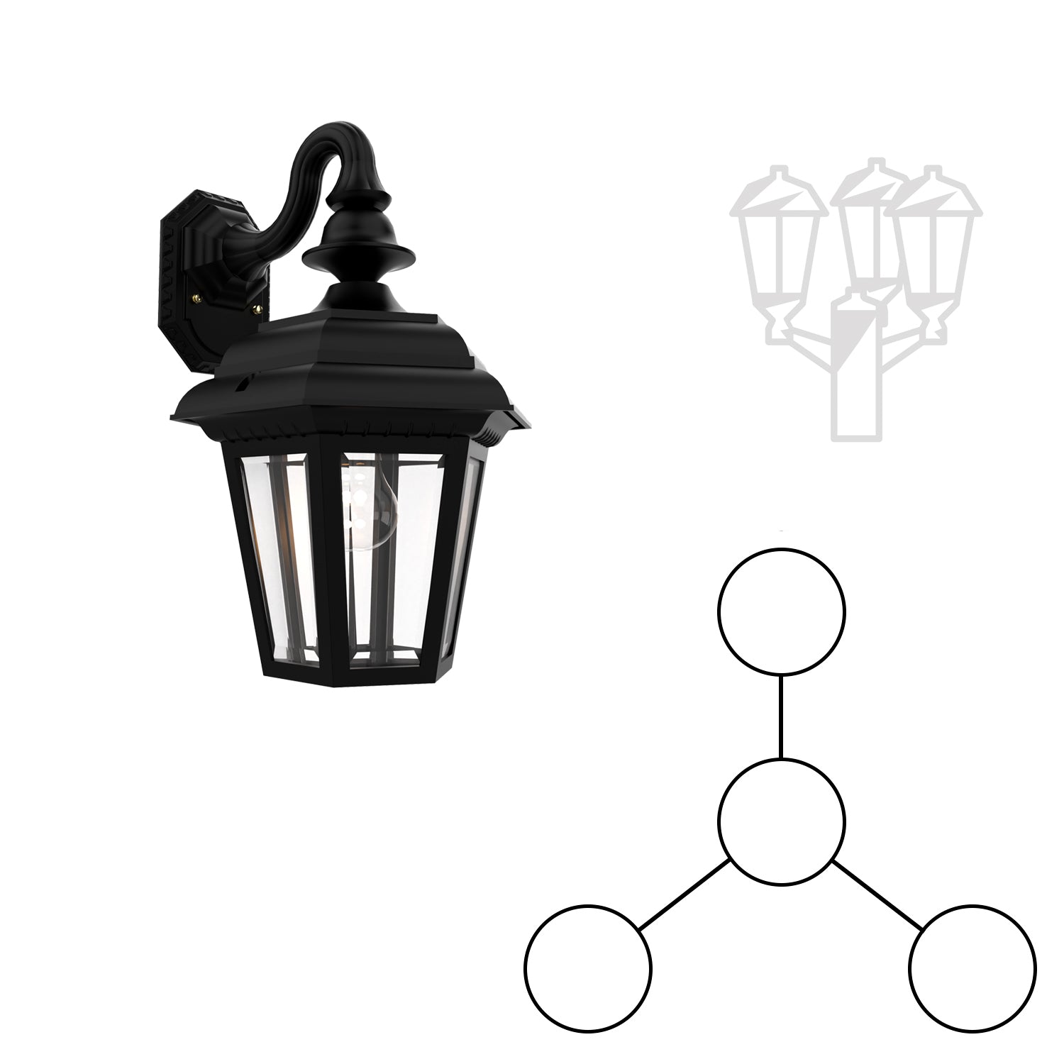 Jamestown - Three-head mounting and center head down open bottom for medium pole - 21482