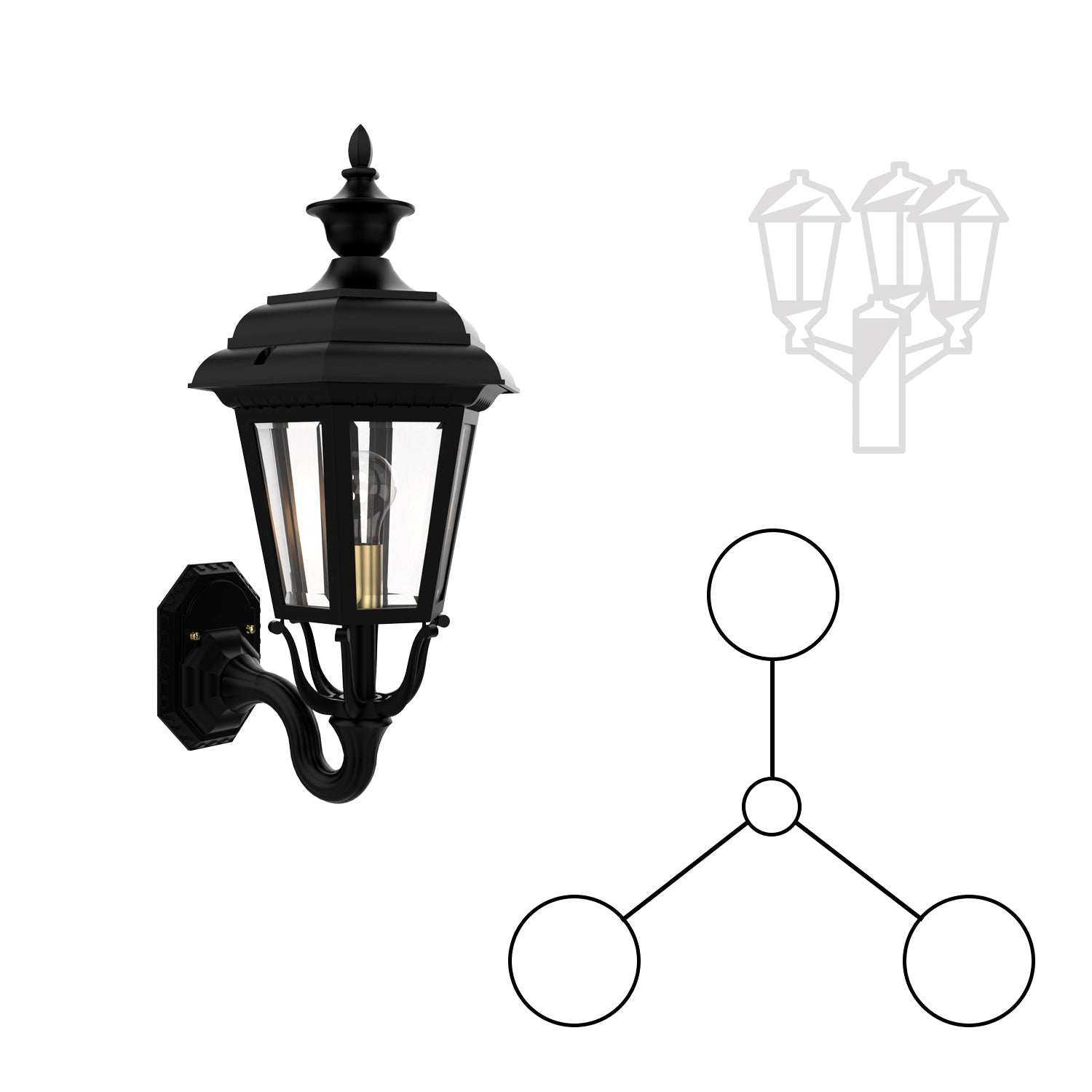Jamestown - 3 Head Up Mount for Medium Post - 21486