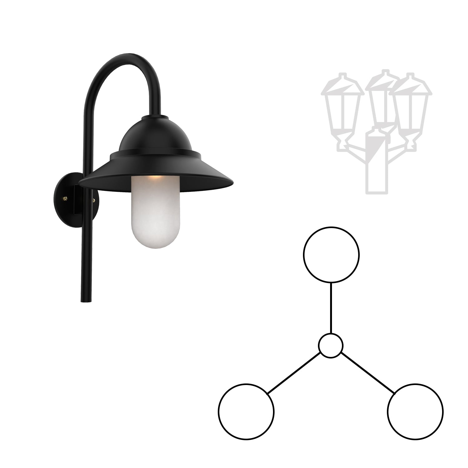 San Francisco - Three Head Down Cane Mount with Medium Globe - 22399