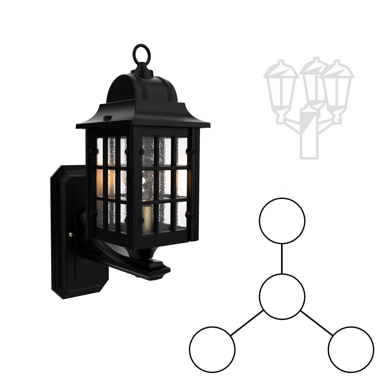 Concorde - Montage à trois têtes et tête central bras décoratif vers le haut pour poteau format moyen - 22512