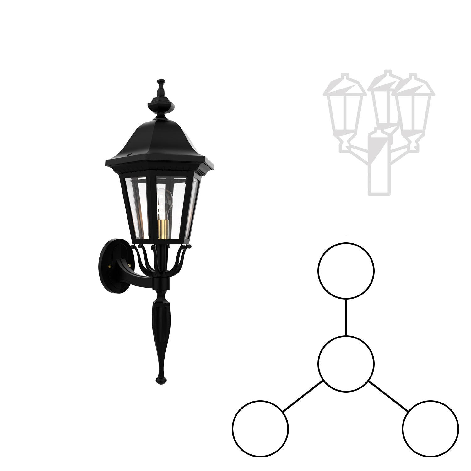 Florence - Three-head mounting and center head up with rod for medium post - 23720