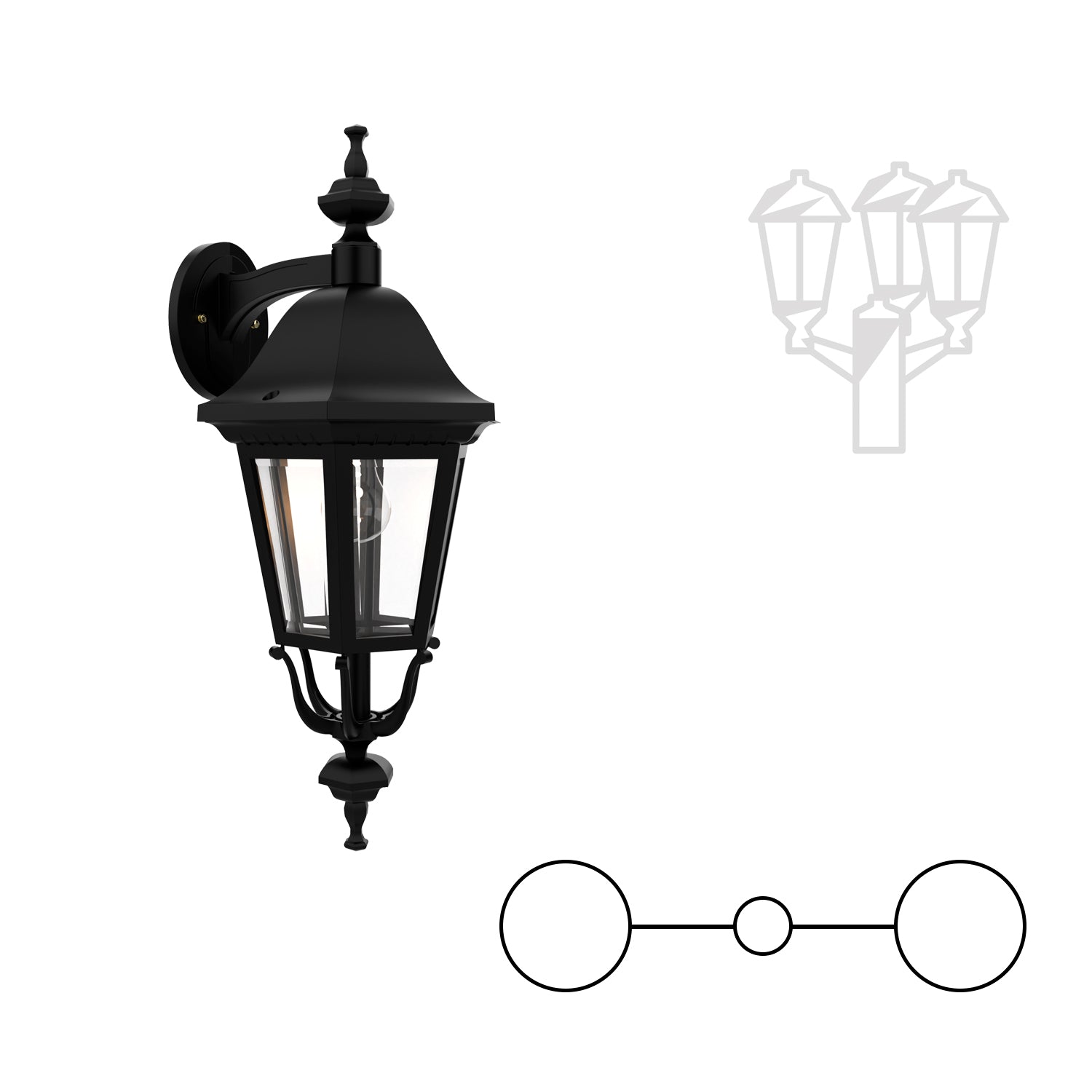 Florence - Montage à deux têtes vers le bas fond fermé pour poteau format moyen - 23725