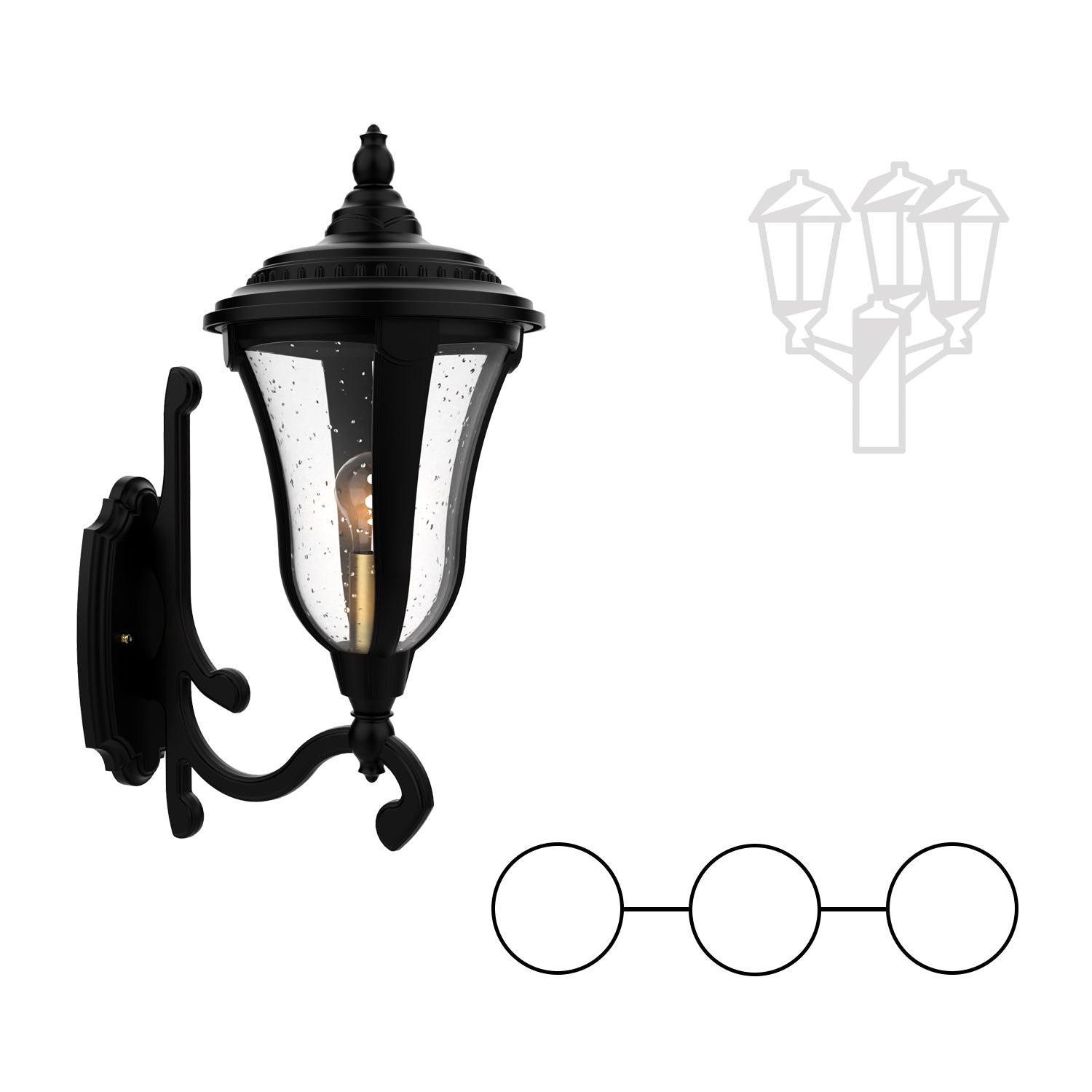 Munich - Double Head Mount and Center Head Decorative Arm Up for Medium Post - 24287
