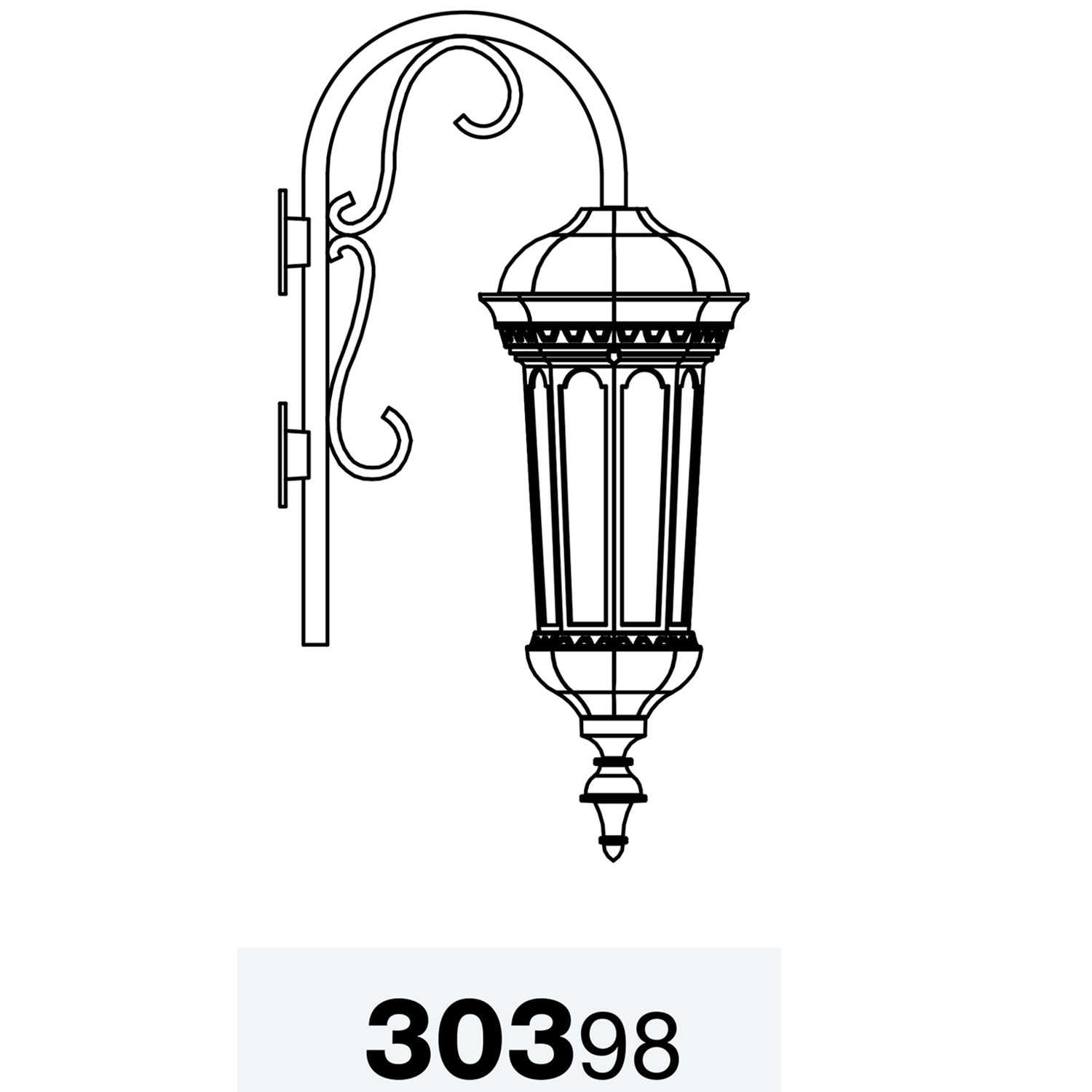 Milan - Large Closed Bottom Cane Down Wall Mount - 30398