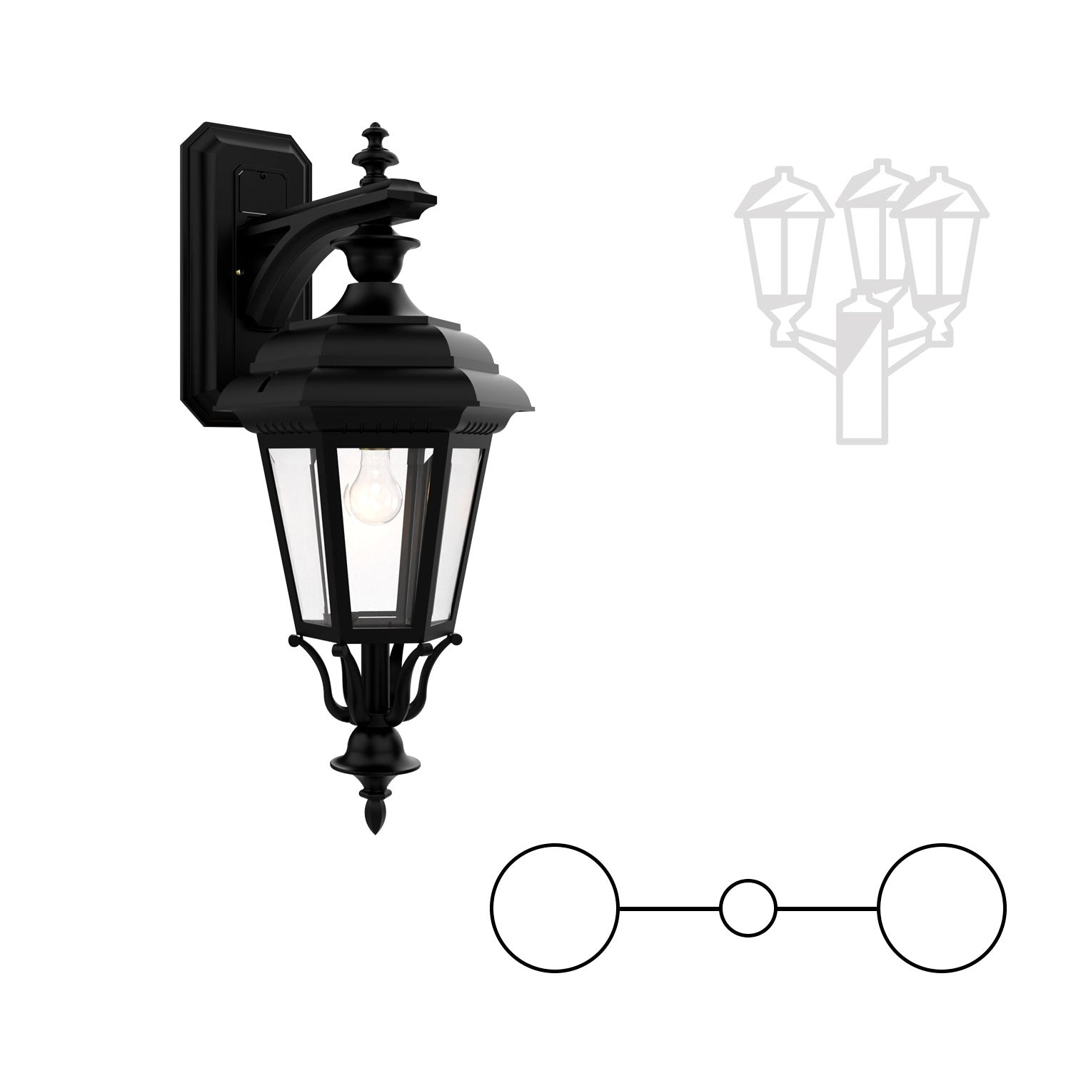 Jamestown - Double Head Down Closed Bottom Mount for Large Post - 31418