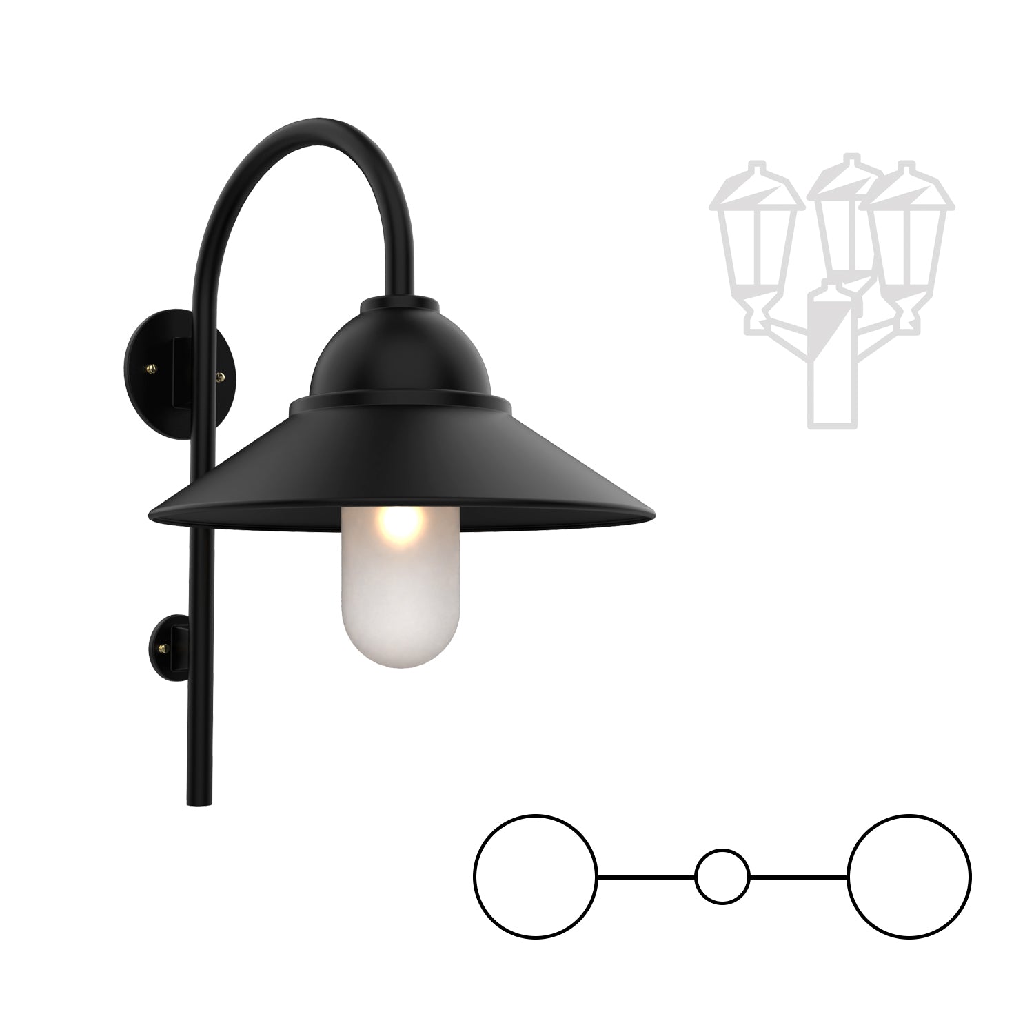 San Francisco - Double Head Down Cane Mount with Large Globe - 32399