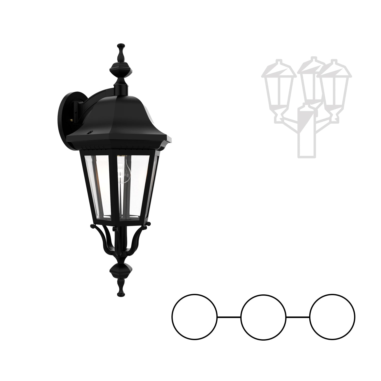 Florence - Two-Head Mount and Center Head Down Closed Bottom for Large Post - 33725