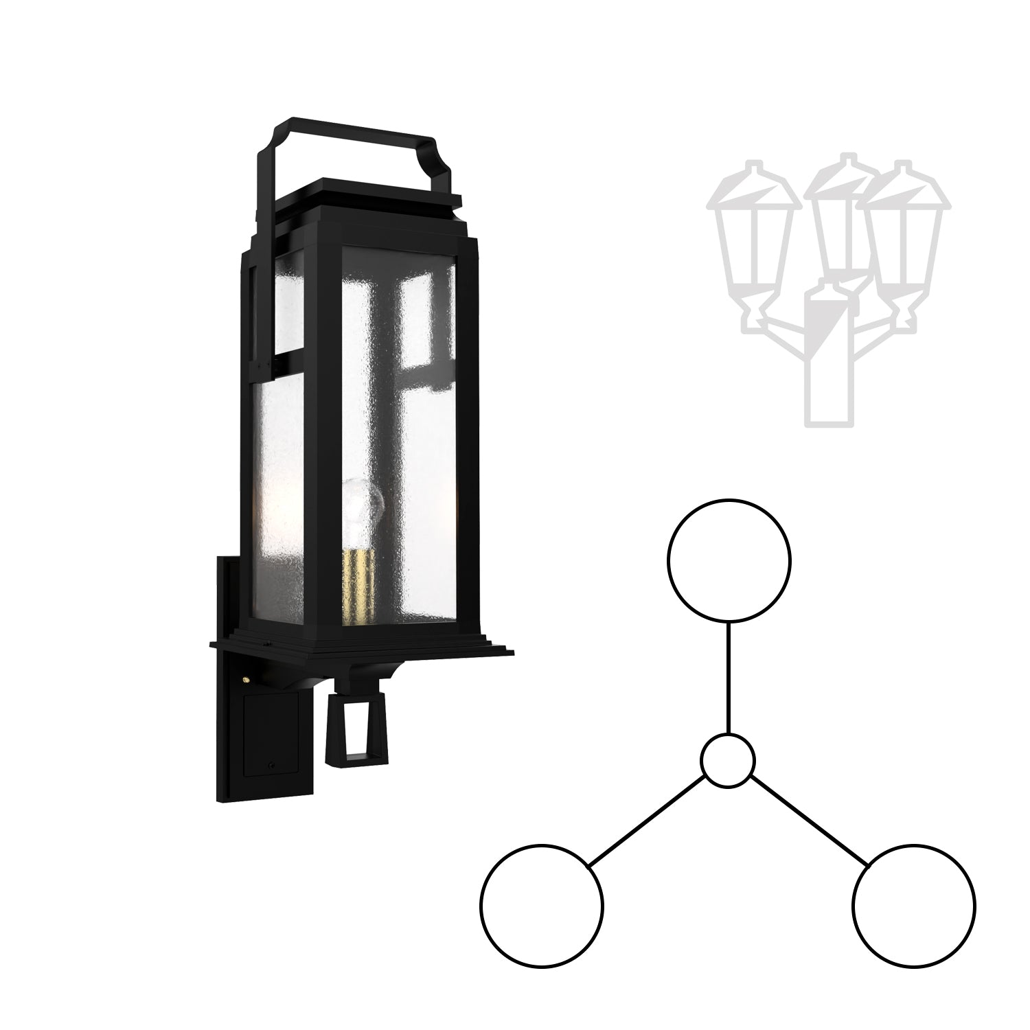 65e Series - 3 Head Up Mount for Large Post - 36502