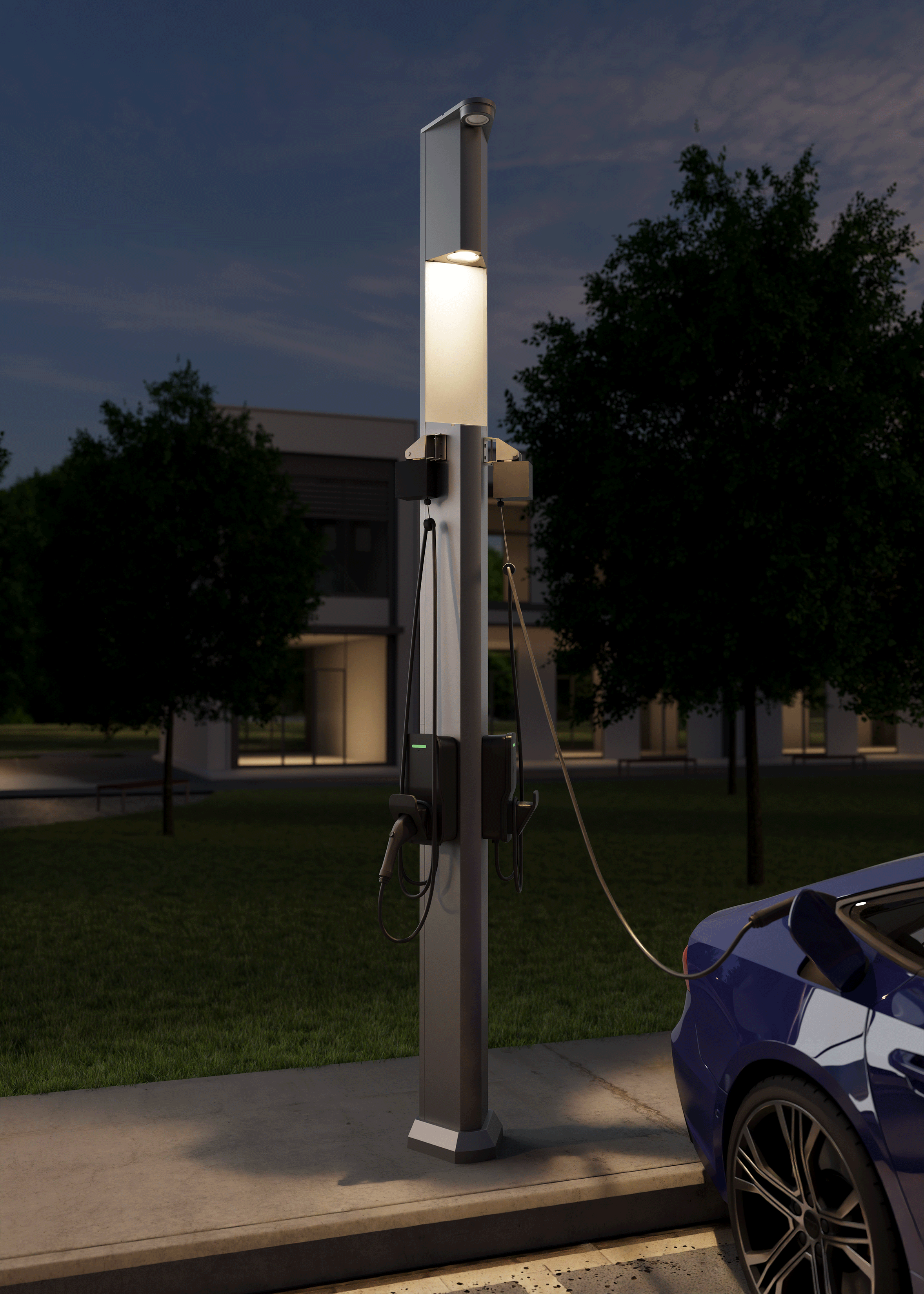 Piédestal Universel "Commercial" SNOC pour 2 bornes de recharge Type 2 VE • P2
