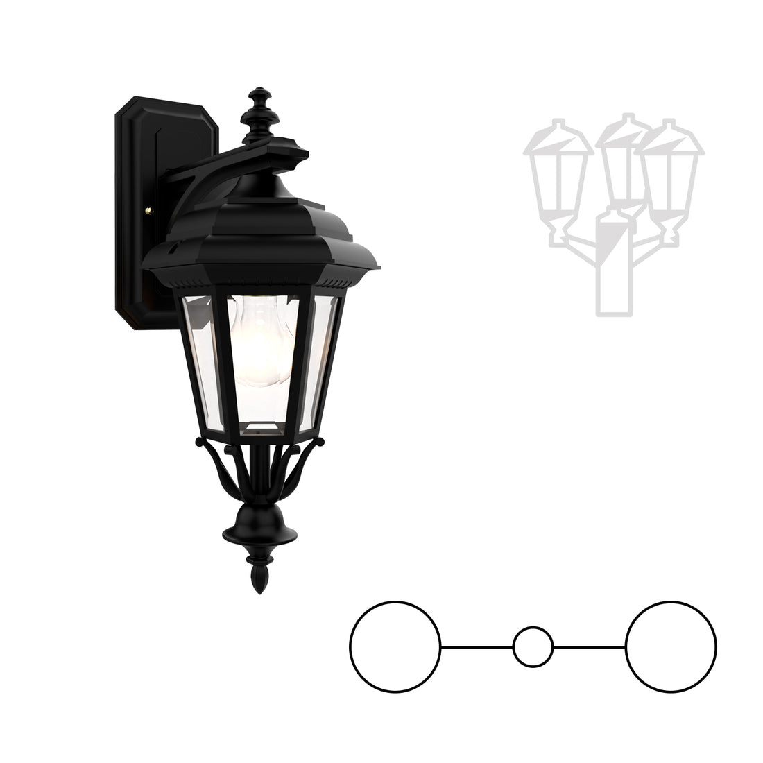 Jamestown - Closed Bottom Double Head Down Mount for Small Post - 11418