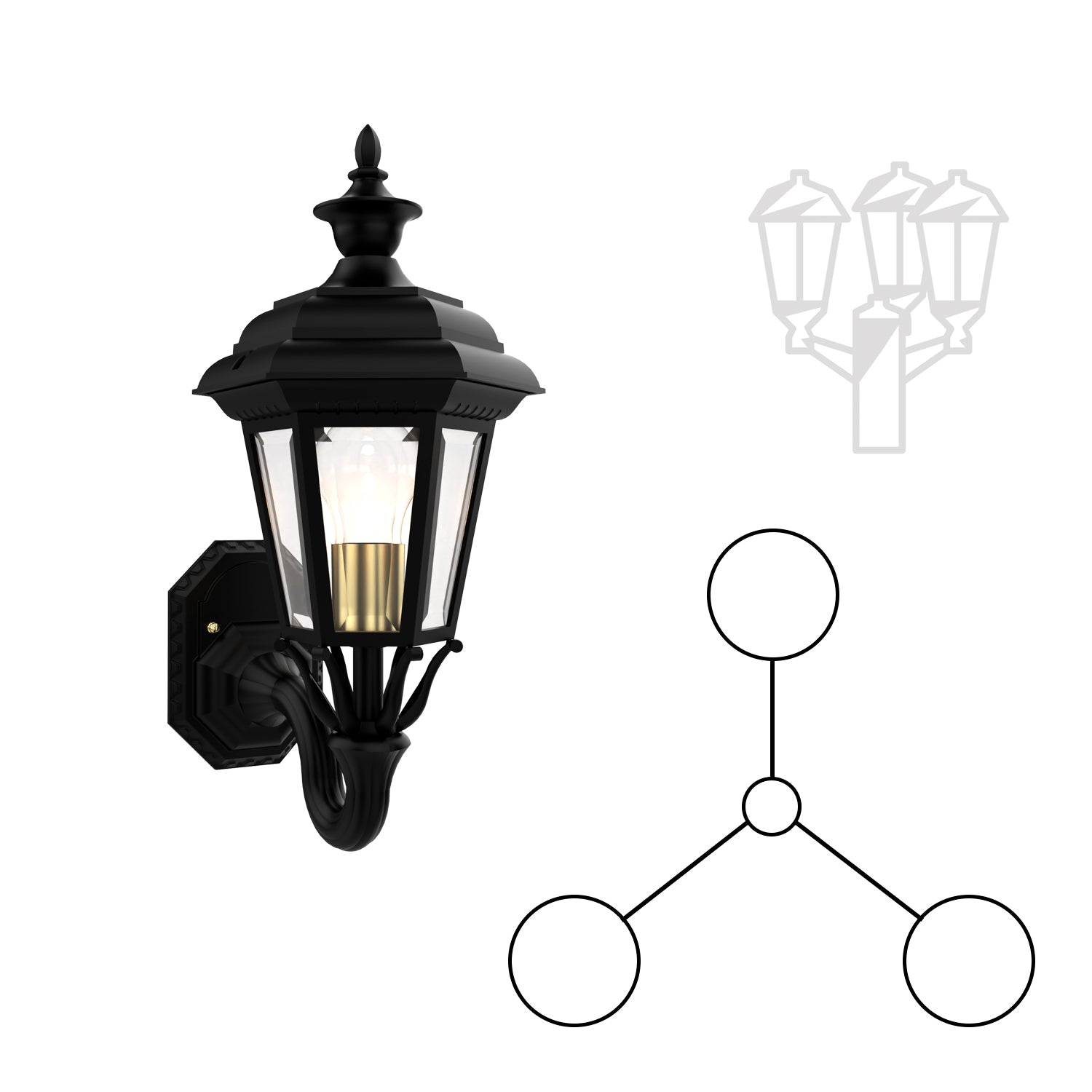 Jamestown - 3 Head Up Mount for Small Post - 11486