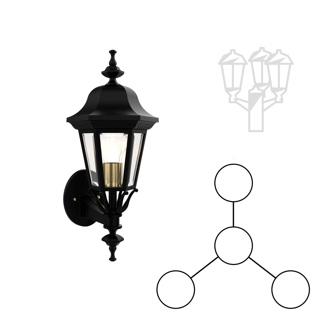 Florence - Three-head mounting and central head up for small post - 13724