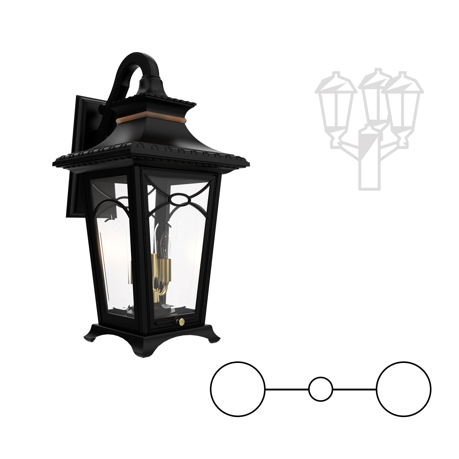 Bellissima - Two-Head Mount Decorative Arm Down Closed Bottom for Medium Post - 20121