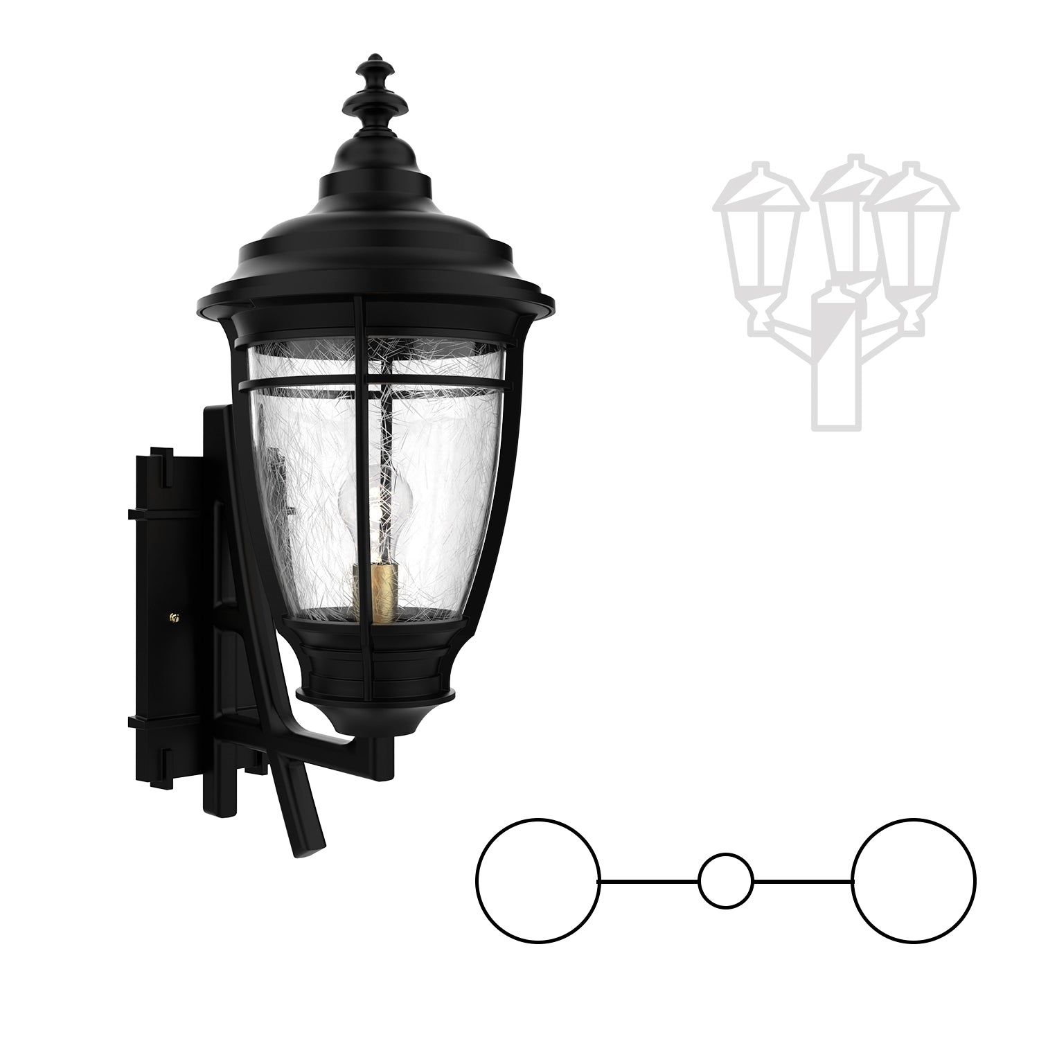 Portland - Decorative Arm Up Double Head Mount for Medium Post - 20284