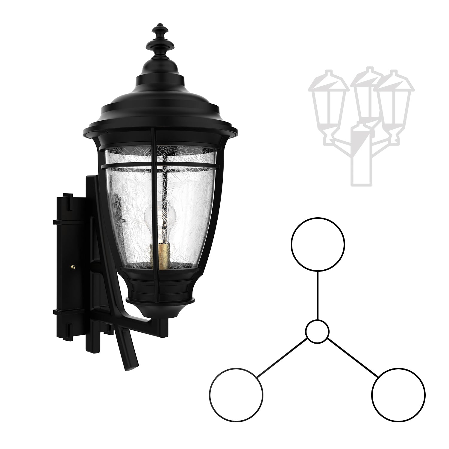 Portland - Decorative arm up three-head mount for medium pole - 20284