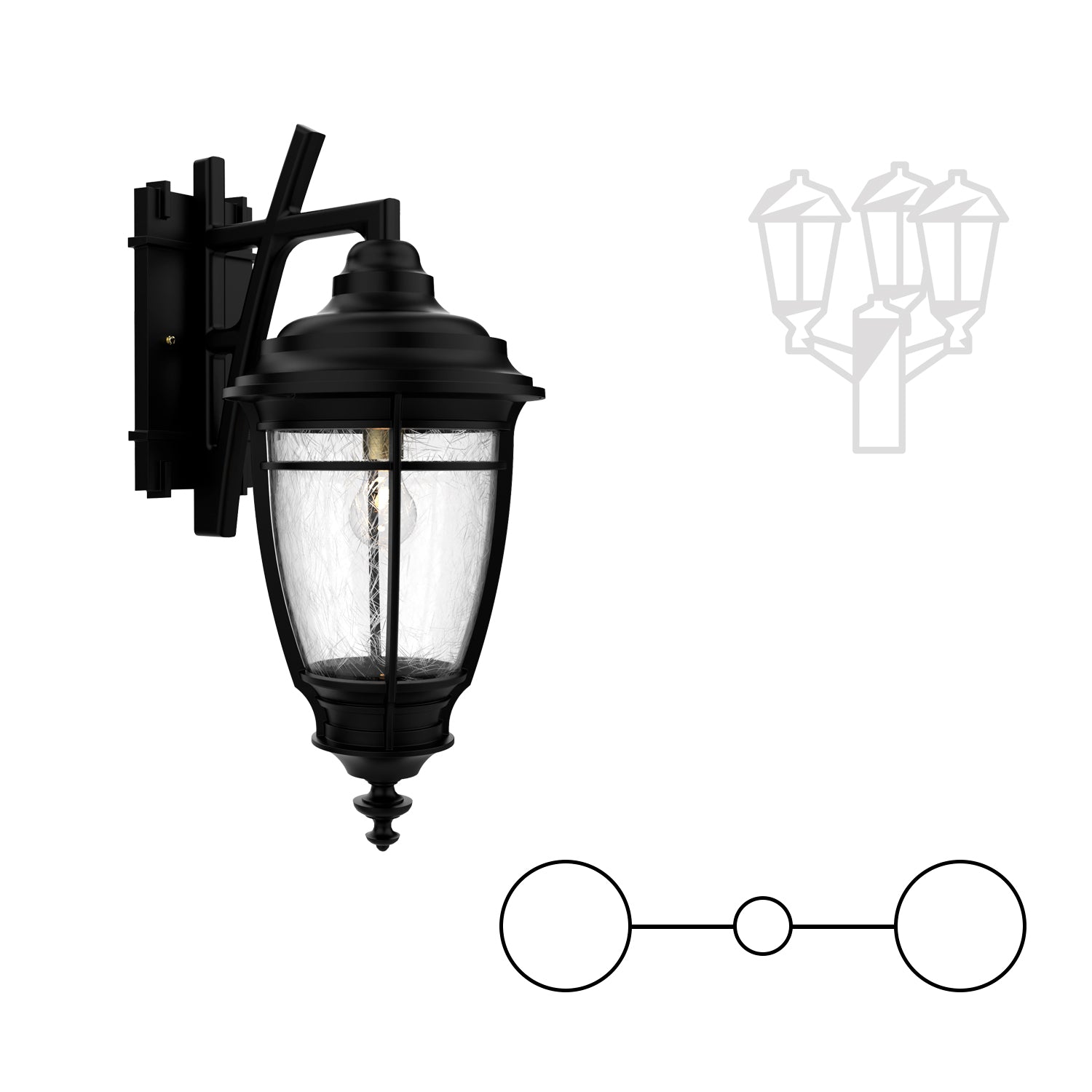 Portland - Double Head Mount Decorative Arm Down Bottom for Medium Enclosed Post - 20285