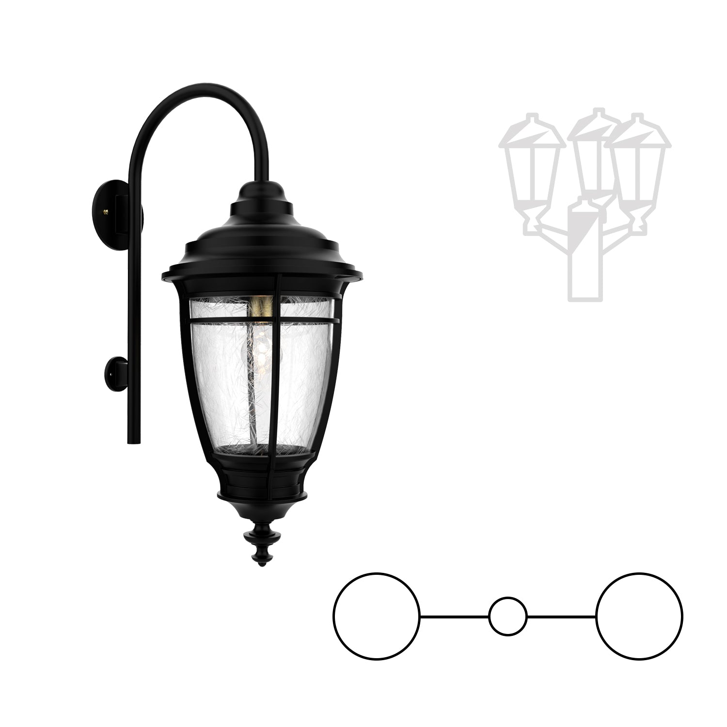 Portland - Two-head mount with cane down closed bottom for medium pole - 20299