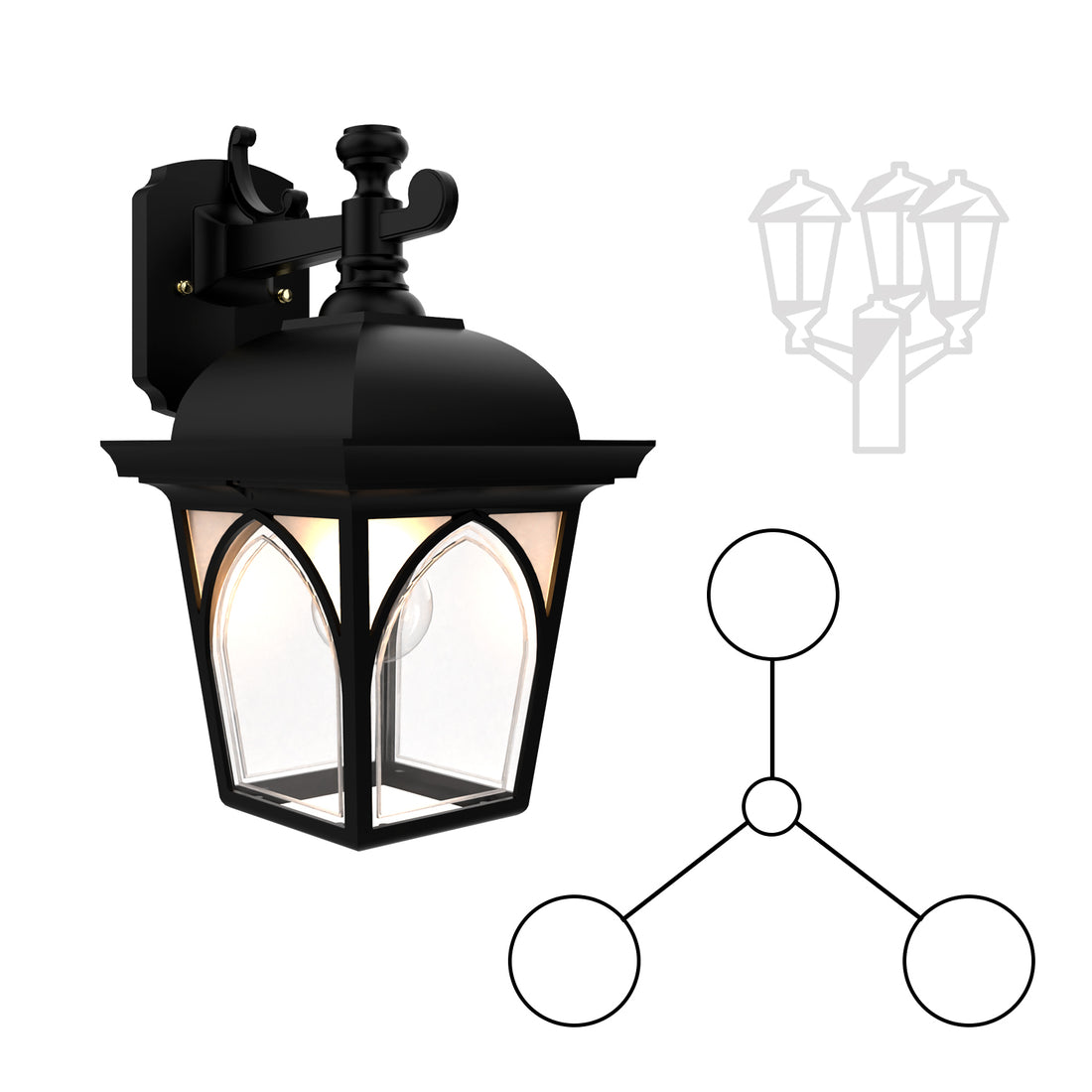 Habitat - Open Bottom Three Head Down Mount for Medium Post - 21561