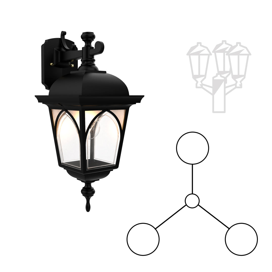 Habitat - Closed Bottom Three Head Down Mount for Medium Post - 21563