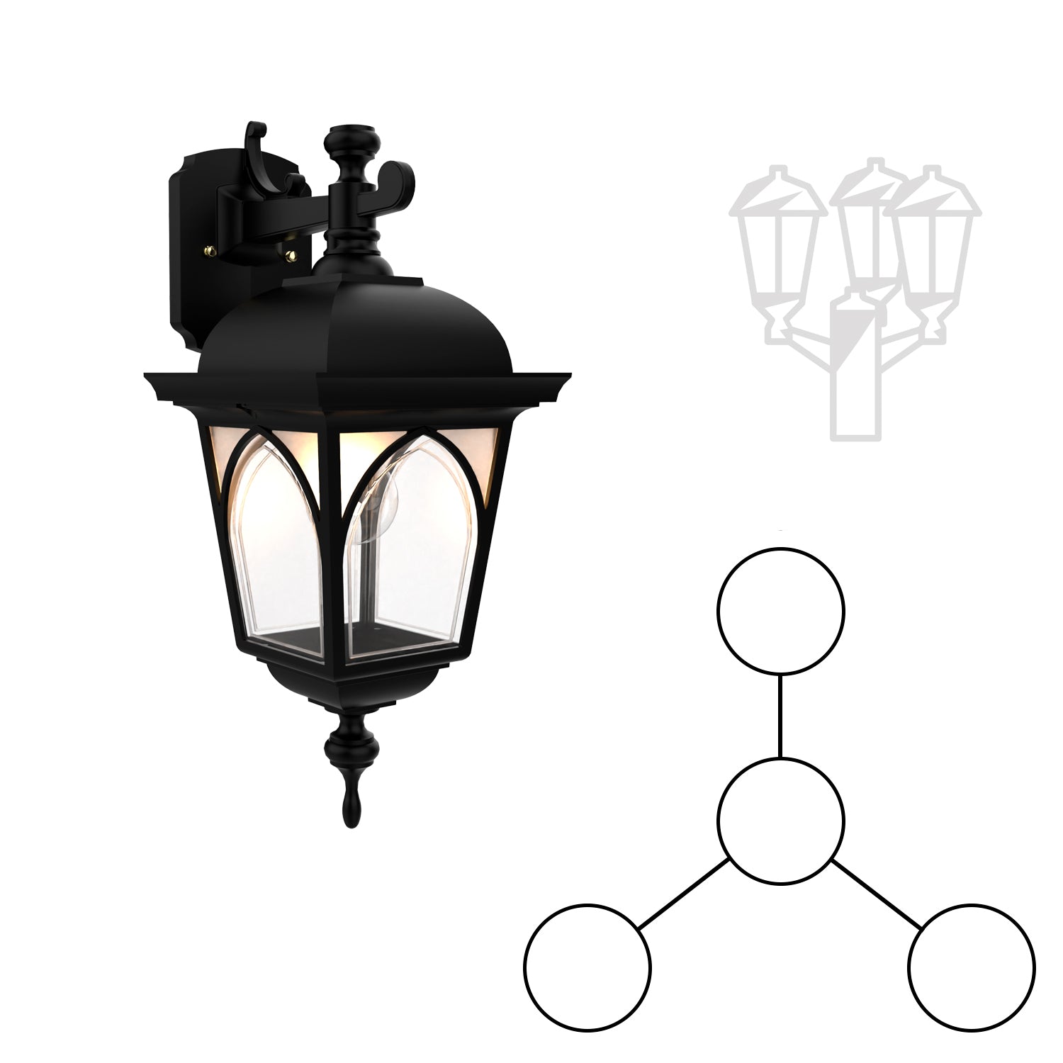 Habitat - Three-head mounting and center head down closed bottom for medium size post - 21563