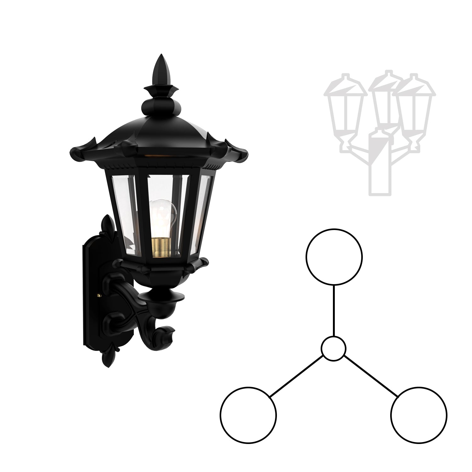 Montpellier - Three Head Up Mount for Medium Post - 23314