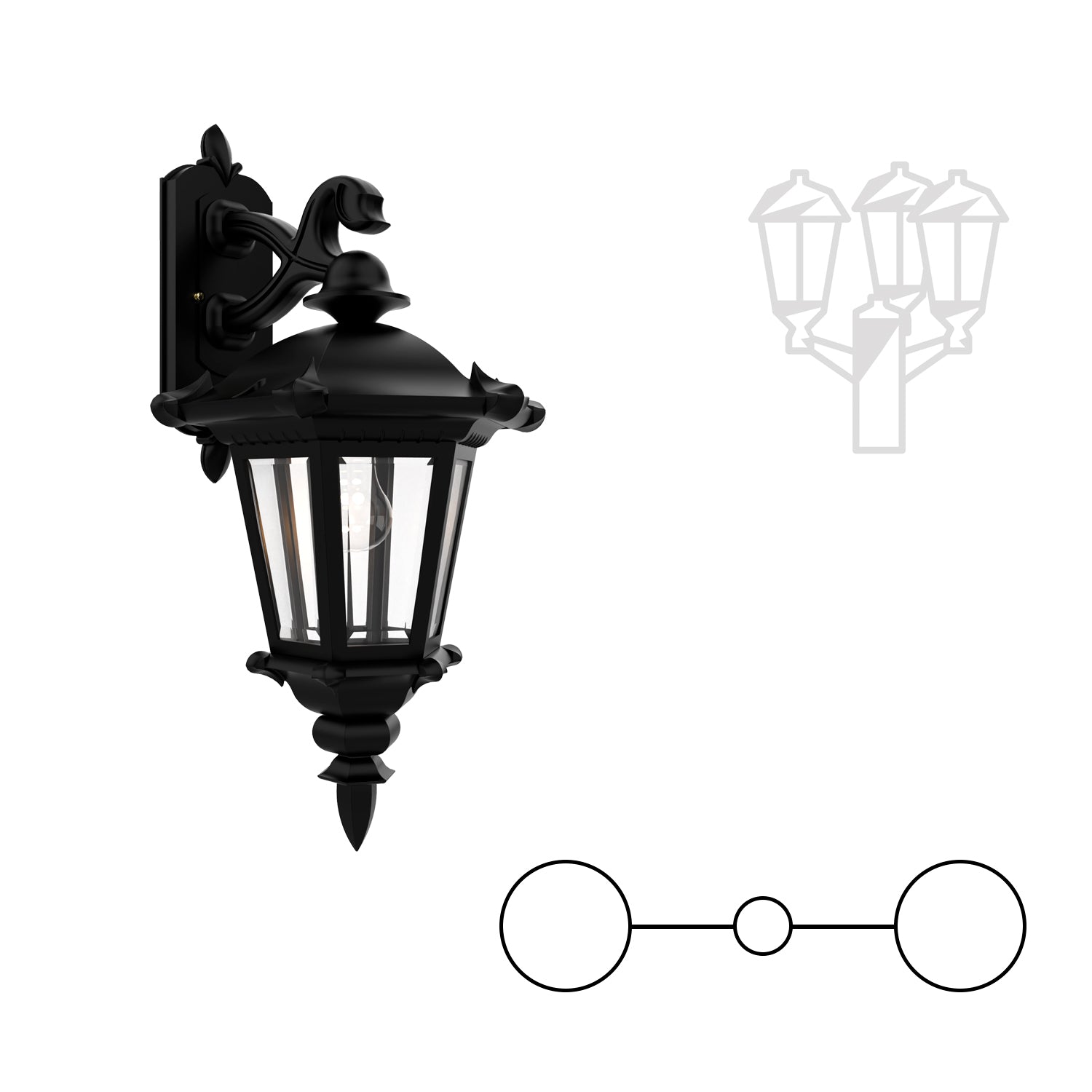 Montpellier - Closed Bottom Double Head Down Mount for Medium Post - 23315