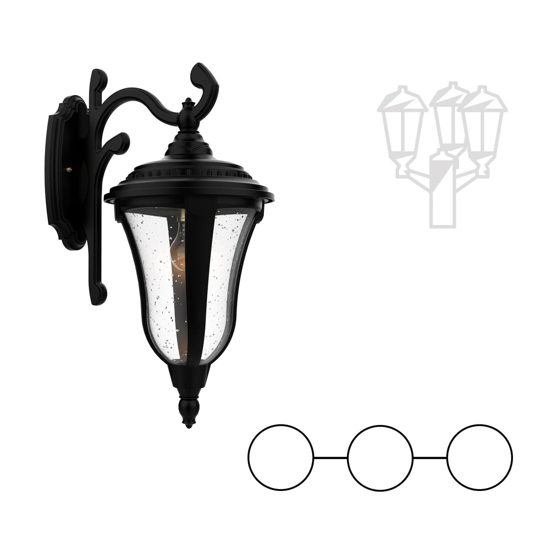 Munich - Double Head Mount and Center Head Decorative Arm Down Closed Bottom for Medium Post - 24283