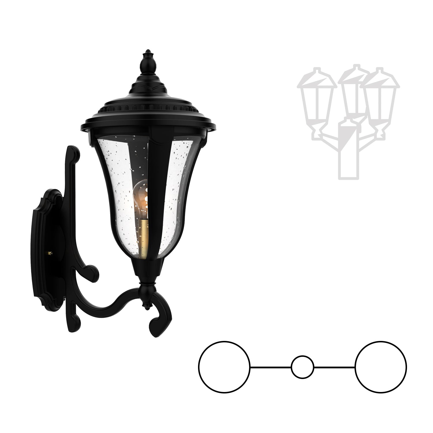 Munich - Decorative Arm Up Double Head Mount for Medium Post - 24287