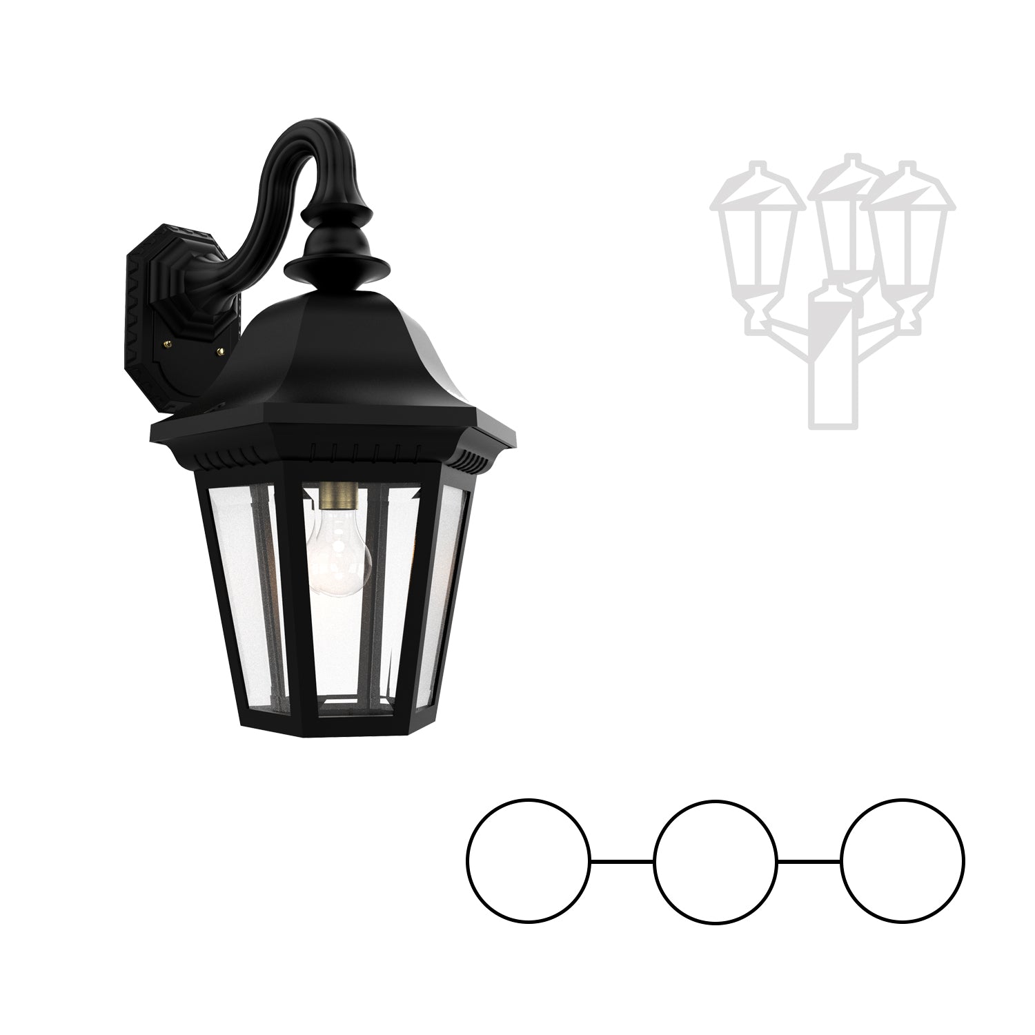 Manor - Double Head Mount and Center Head Down Open Bottom for Large Post - 31282