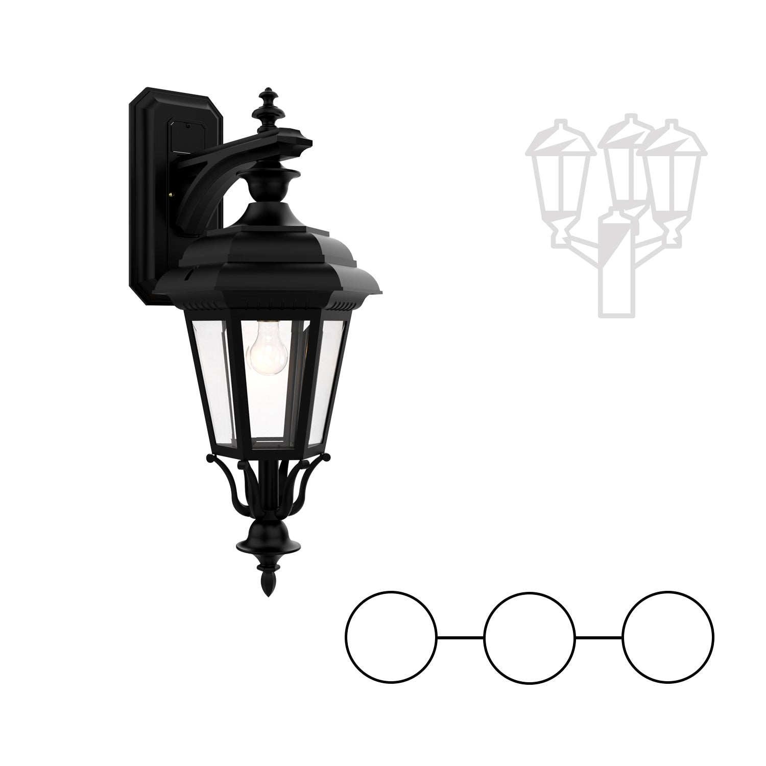 Jamestown - Double-Head Mount and Center Head Down Closed Bottom for Large Post - 31418