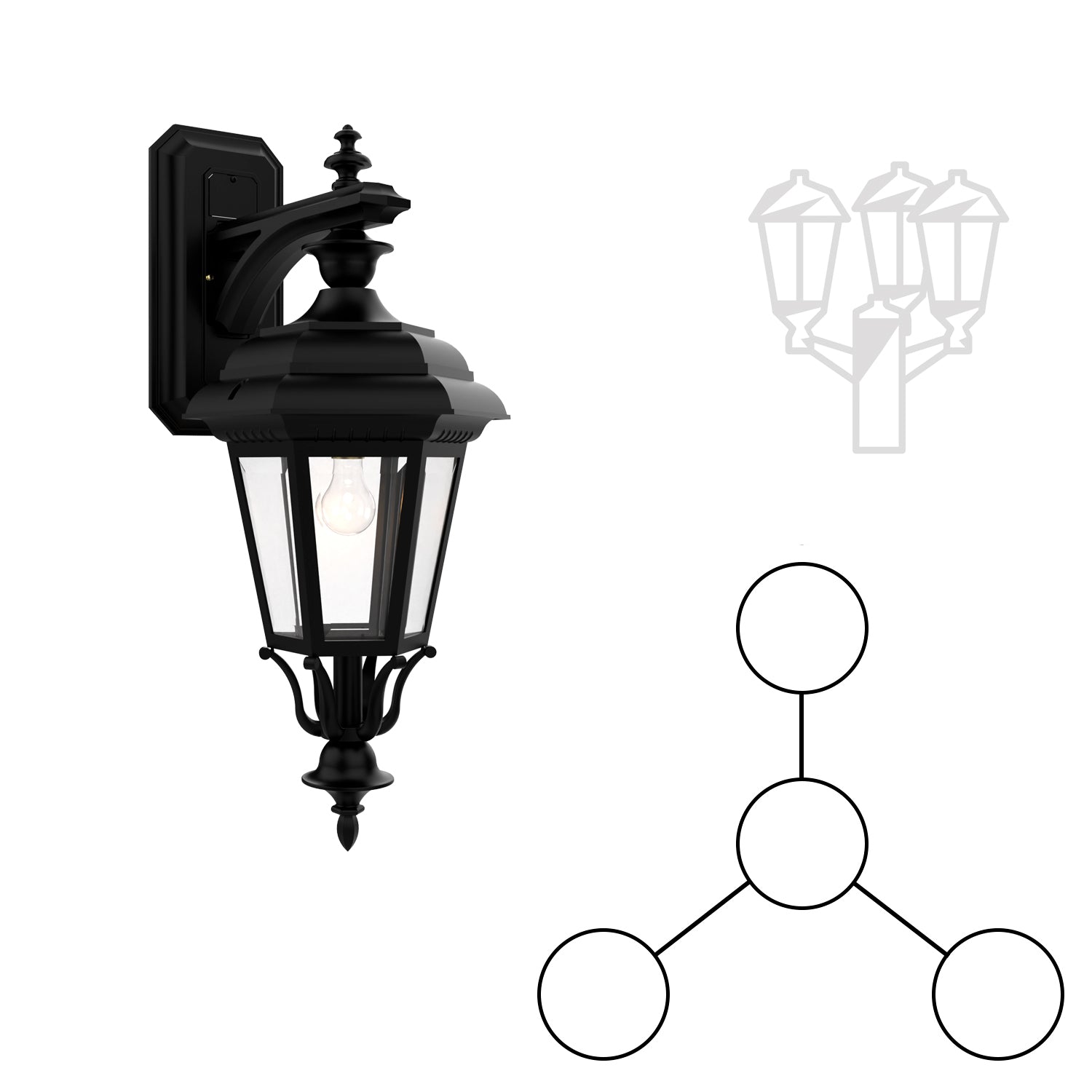 Jamestown - Three Head Mount and Center Head Down Closed Bottom for Large Post - 31418