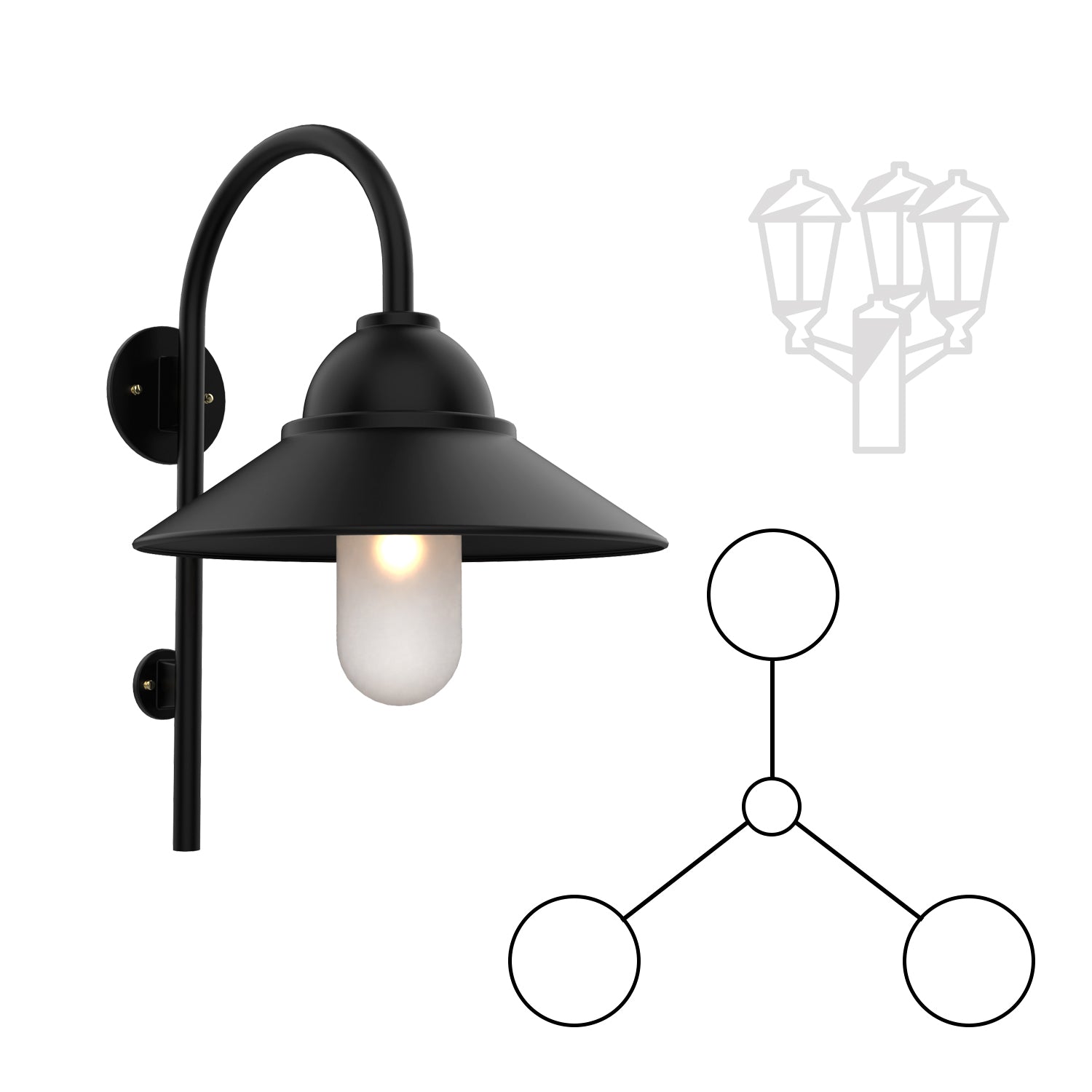San Francisco - Three Head Down Cane Mount with Large Globe - 32399