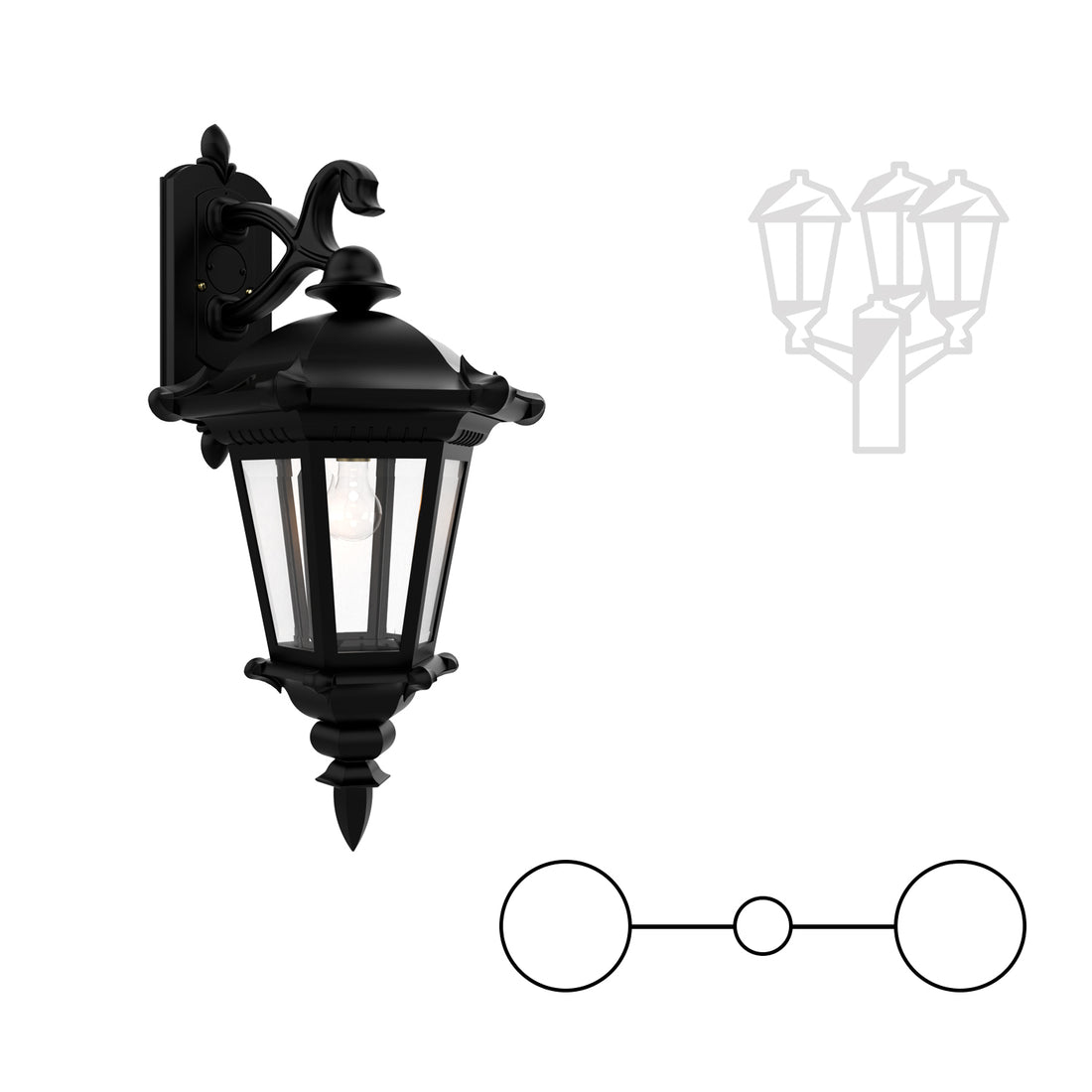 Montpellier - Closed Bottom Double Head Down Mount for Large Post - 33315